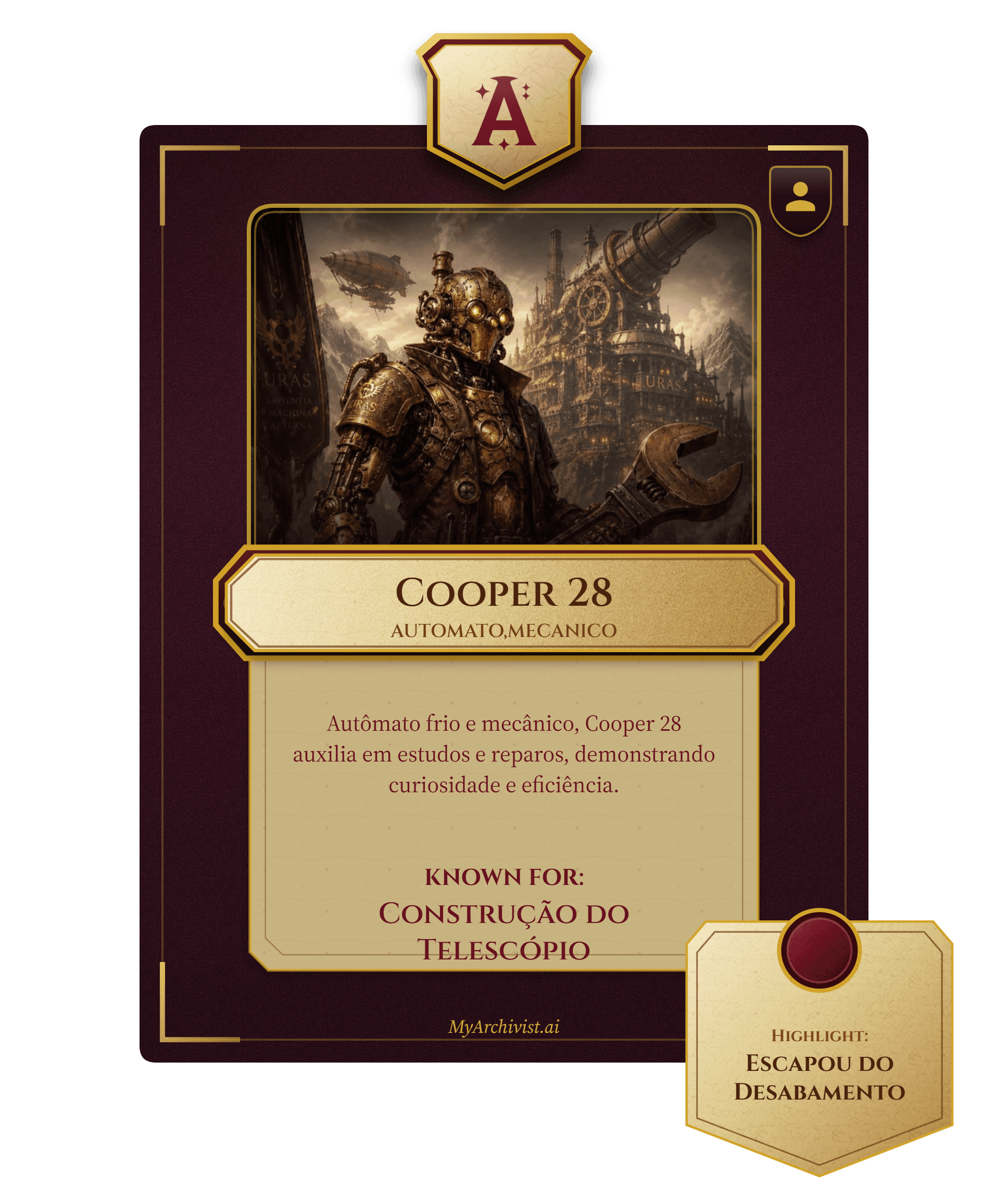 Cooper 28 trading card - Character from Aethelgard Vapor & Escuridão