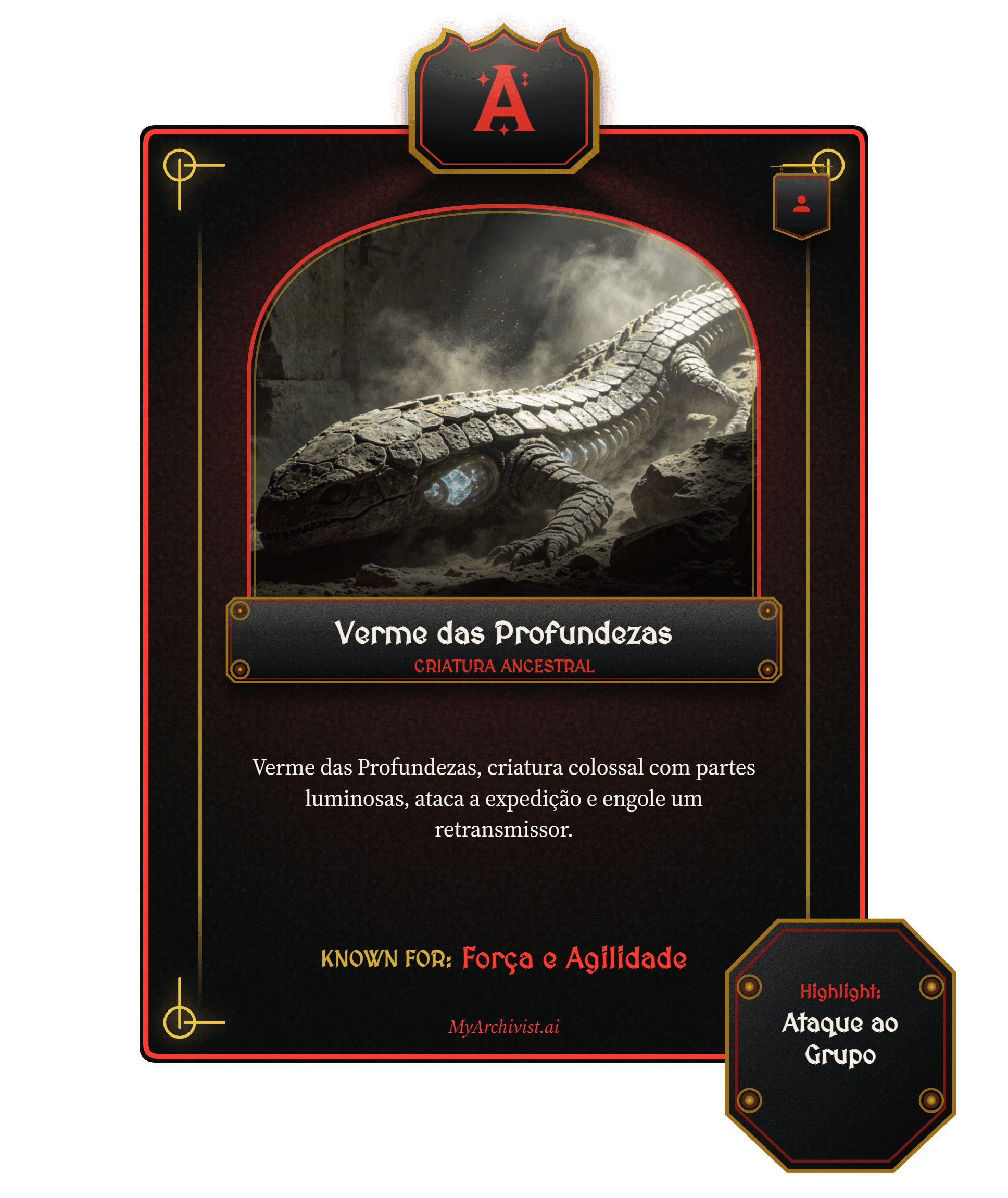 A Criatura trading card - Character from Aethelgard Vapor & Escuridão