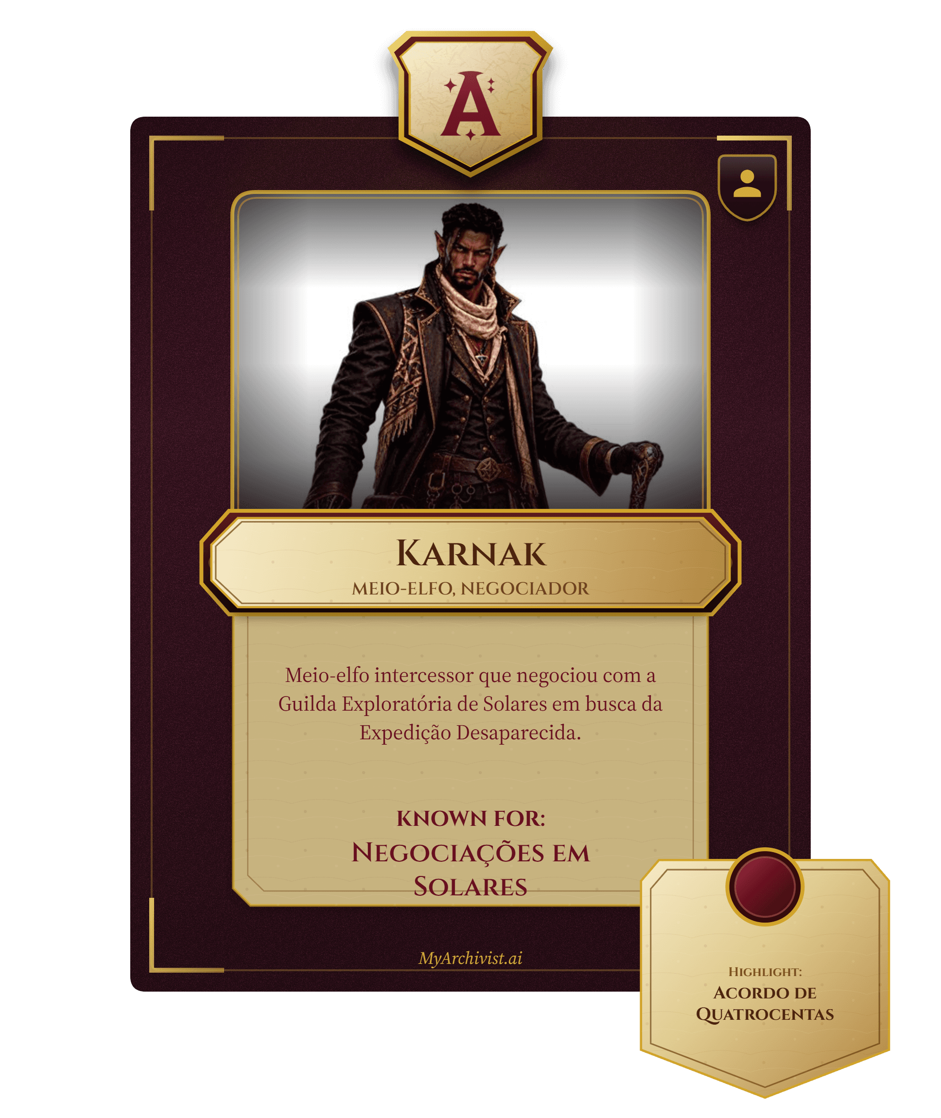 Karnak trading card - Character from Aethelgard Vapor & Escuridão