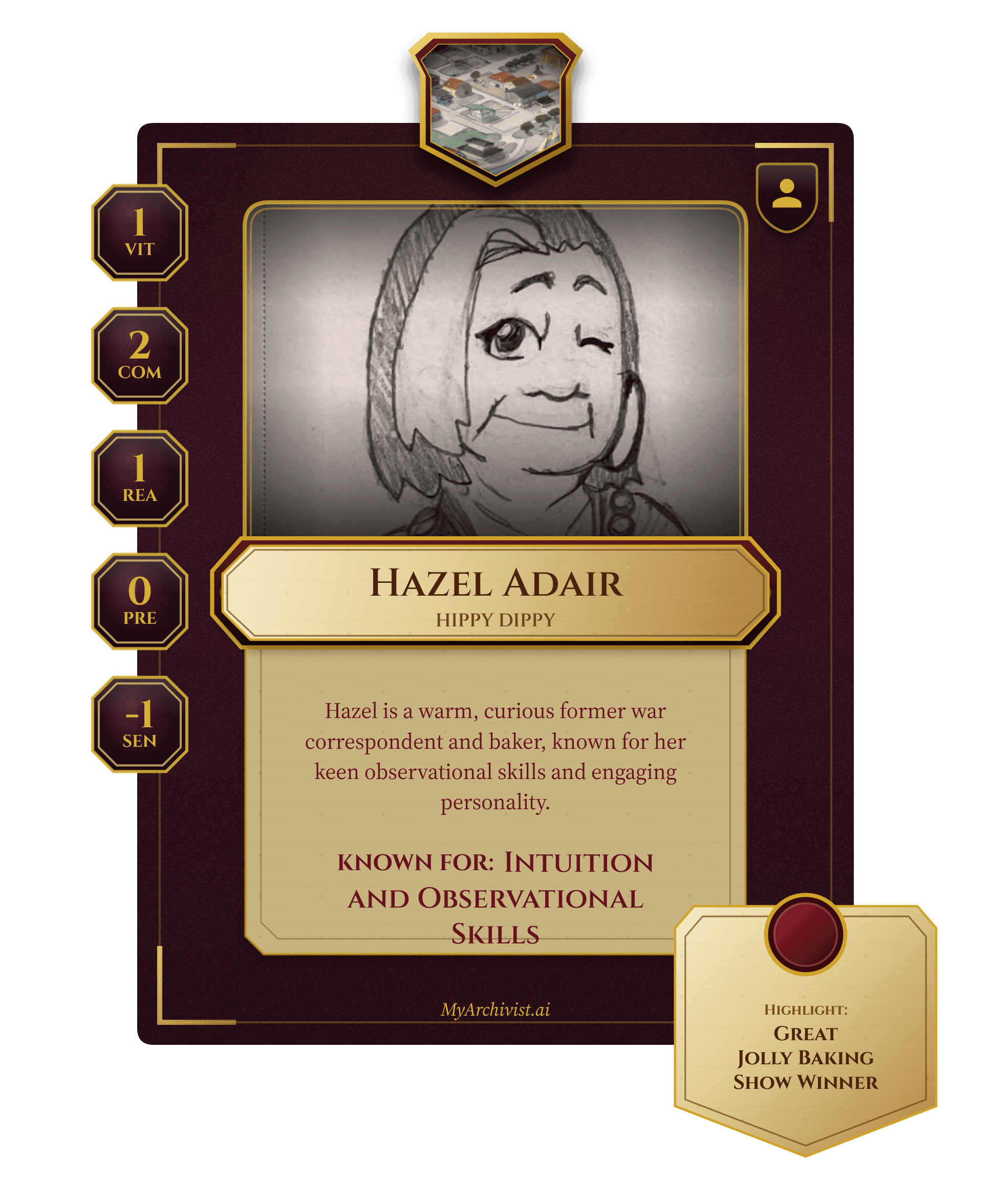 Hazel Adair trading card - Character from Brindlewood Bay