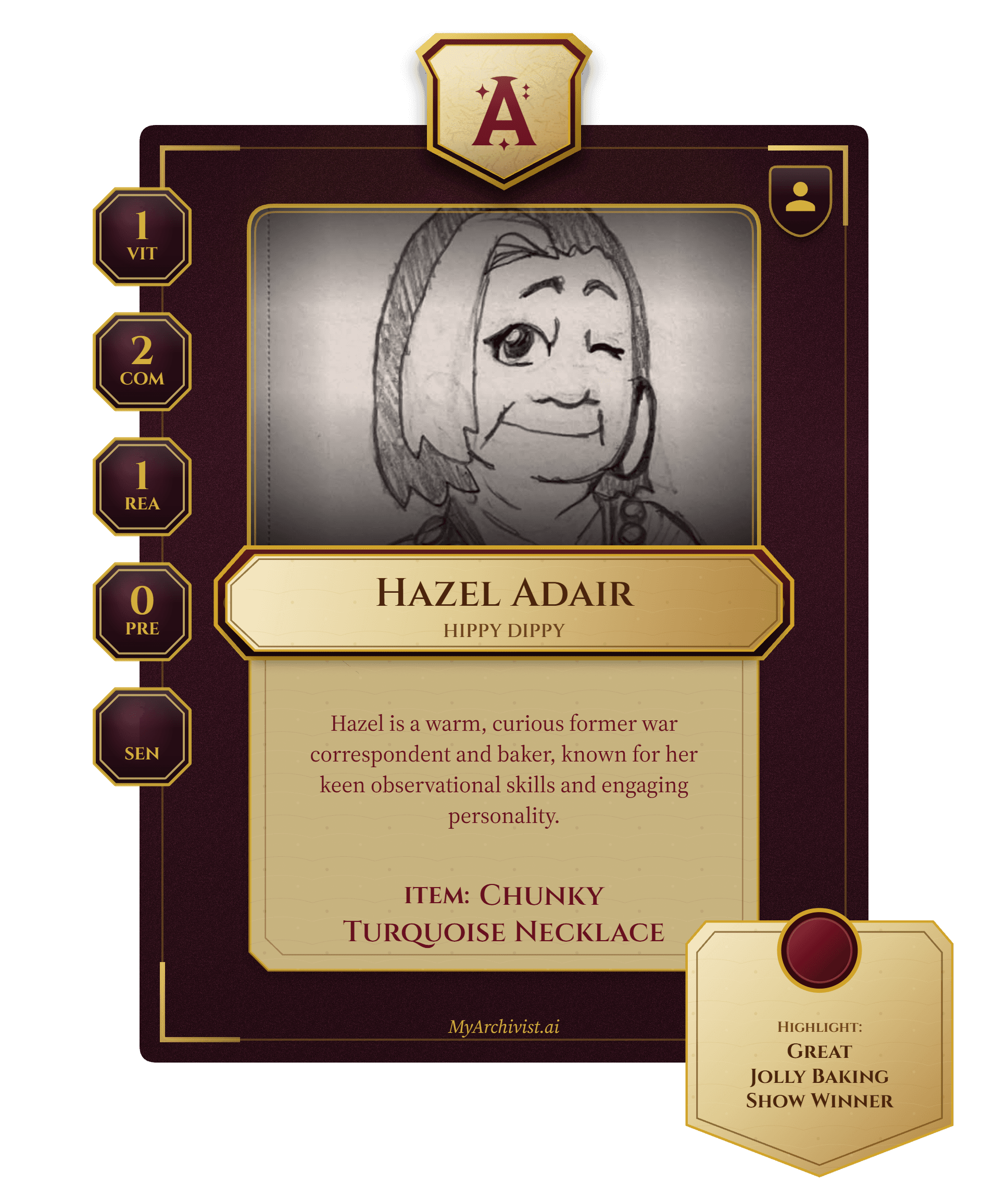 Hazel Adair trading card - Character from Brindlewood Bay