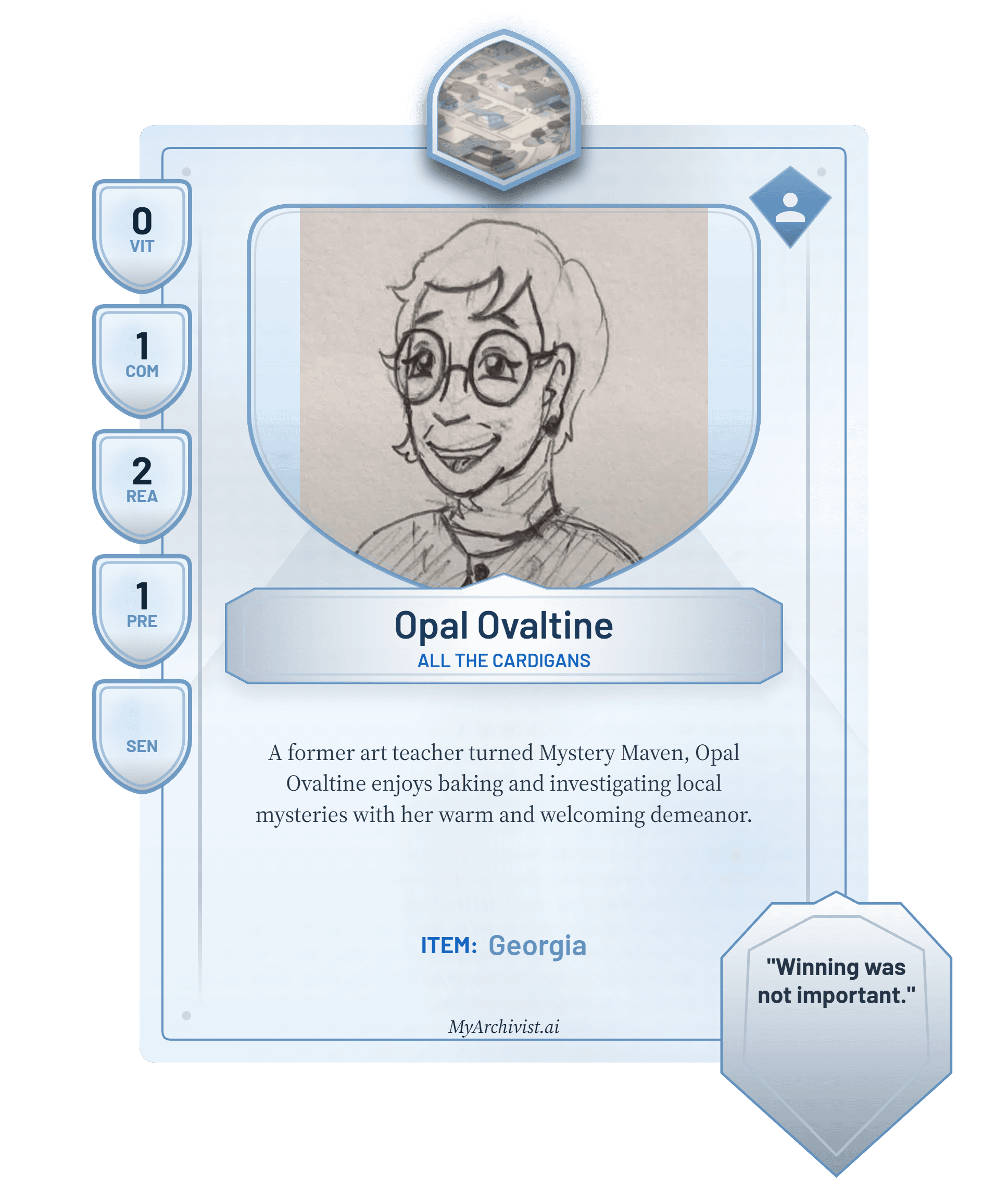 Opal Ovaltine trading card - Character from Brindlewood Bay
