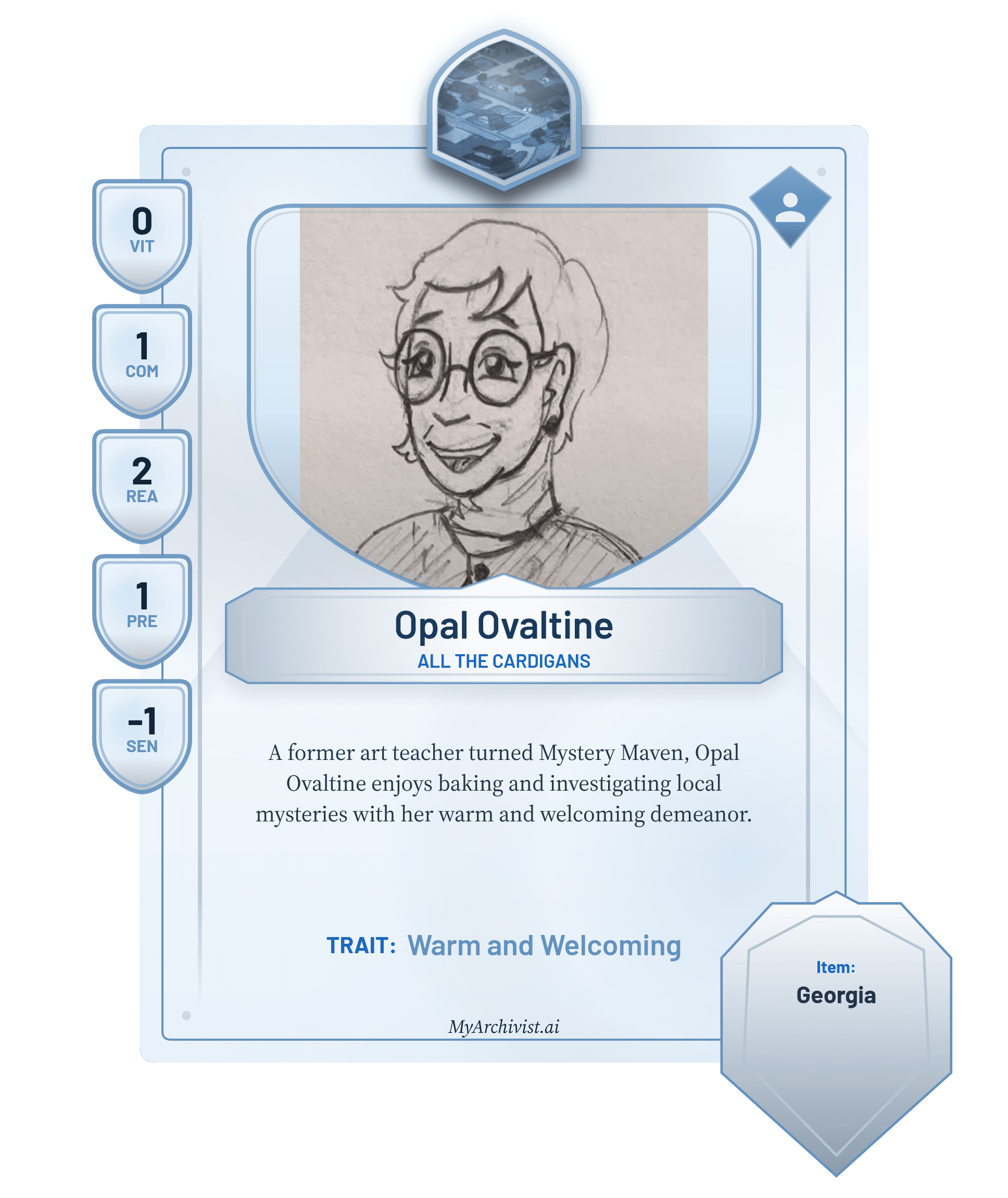 Opal Ovaltine trading card - Character from Brindlewood Bay