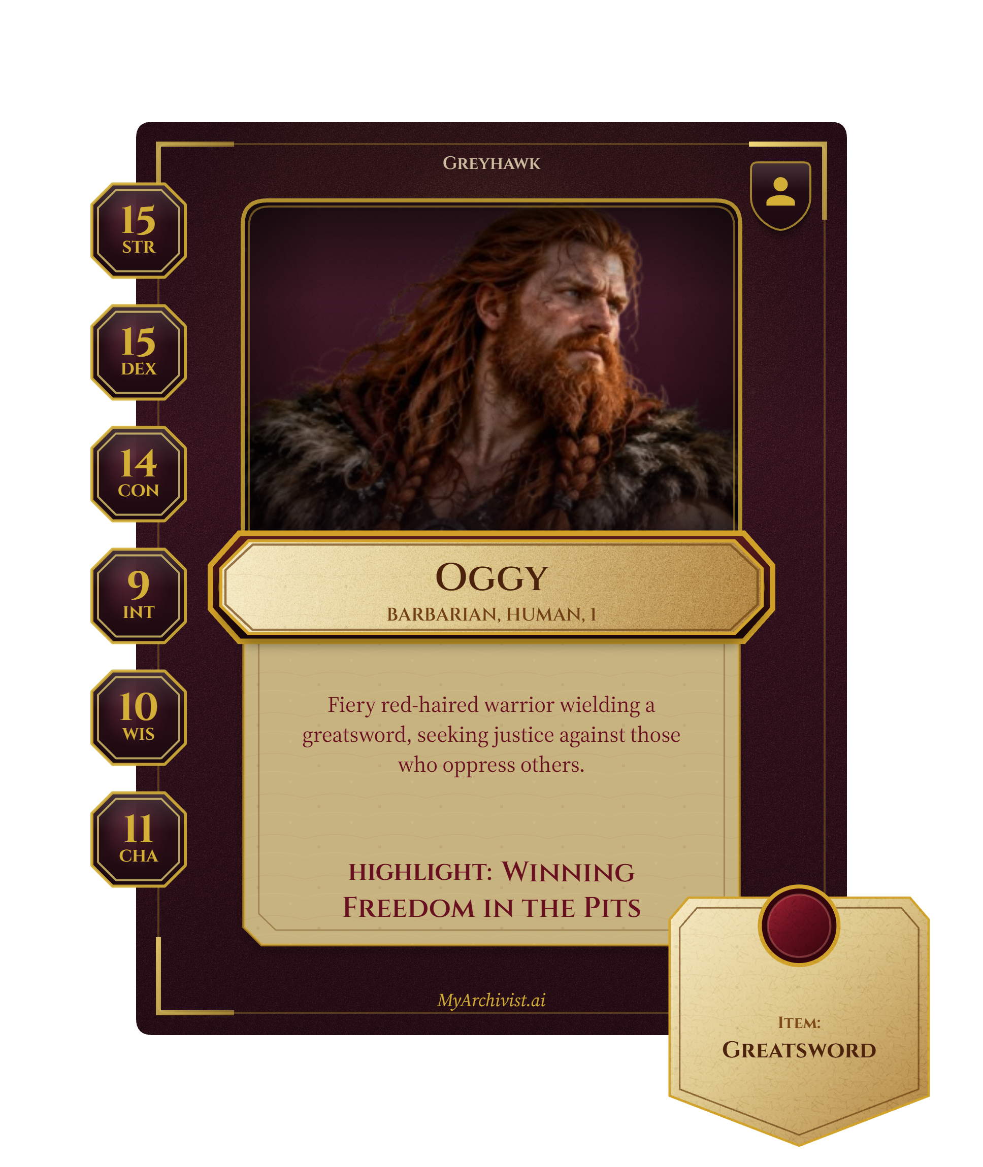Oggy trading card - Character from Greyhawk