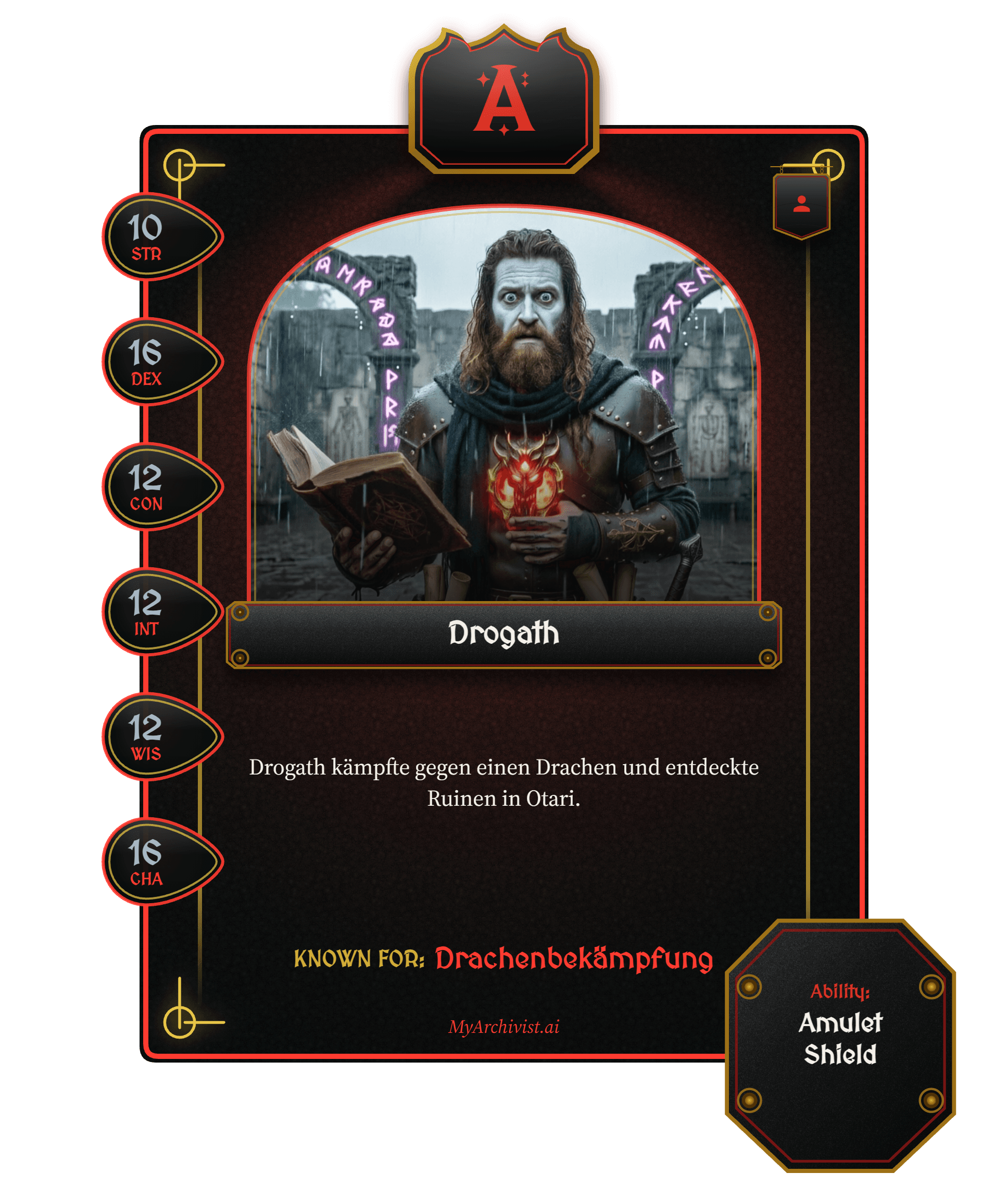 Drogath trading card - Character from Abomination Vaults