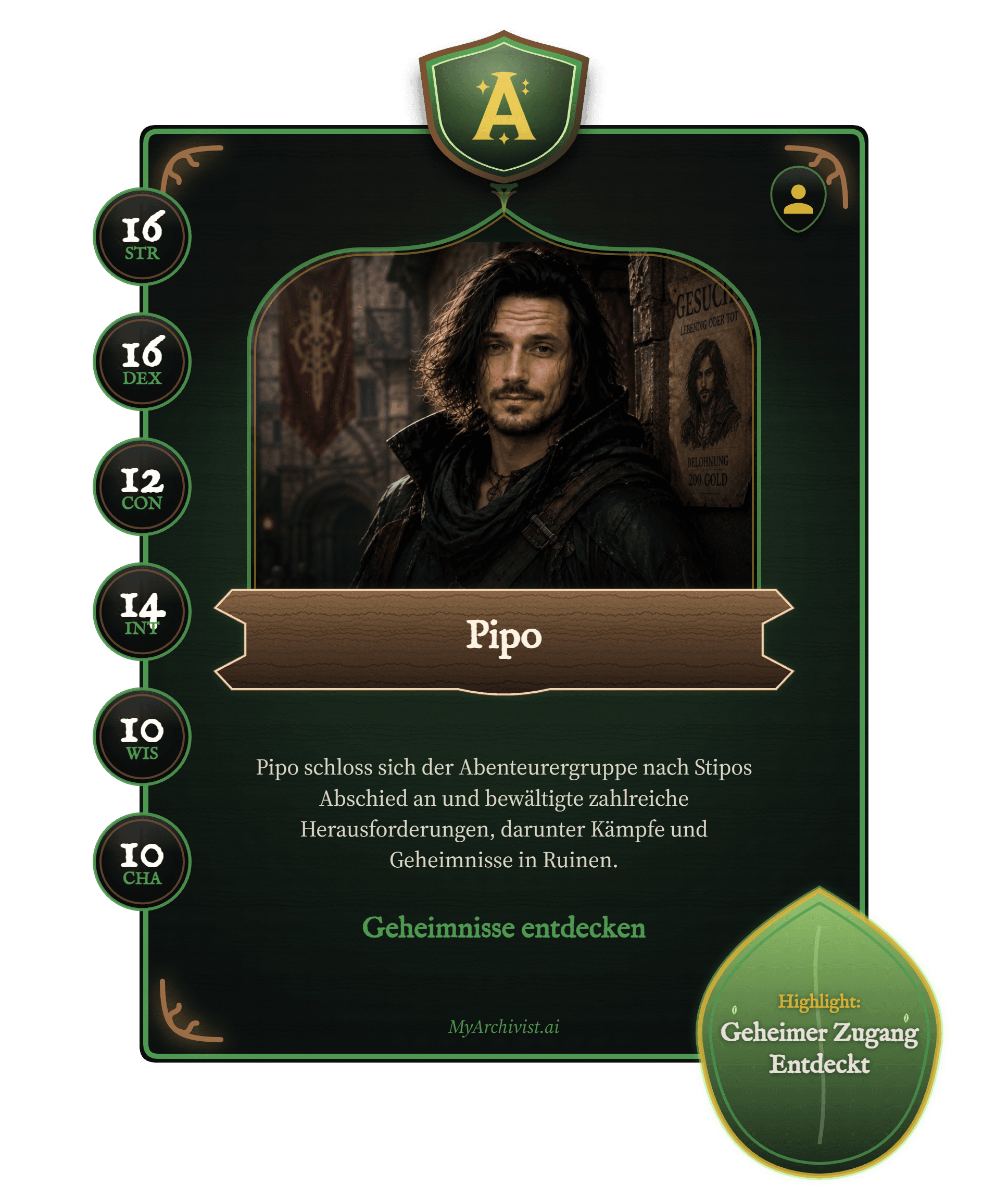 Pipo trading card - Character from Abomination Vaults