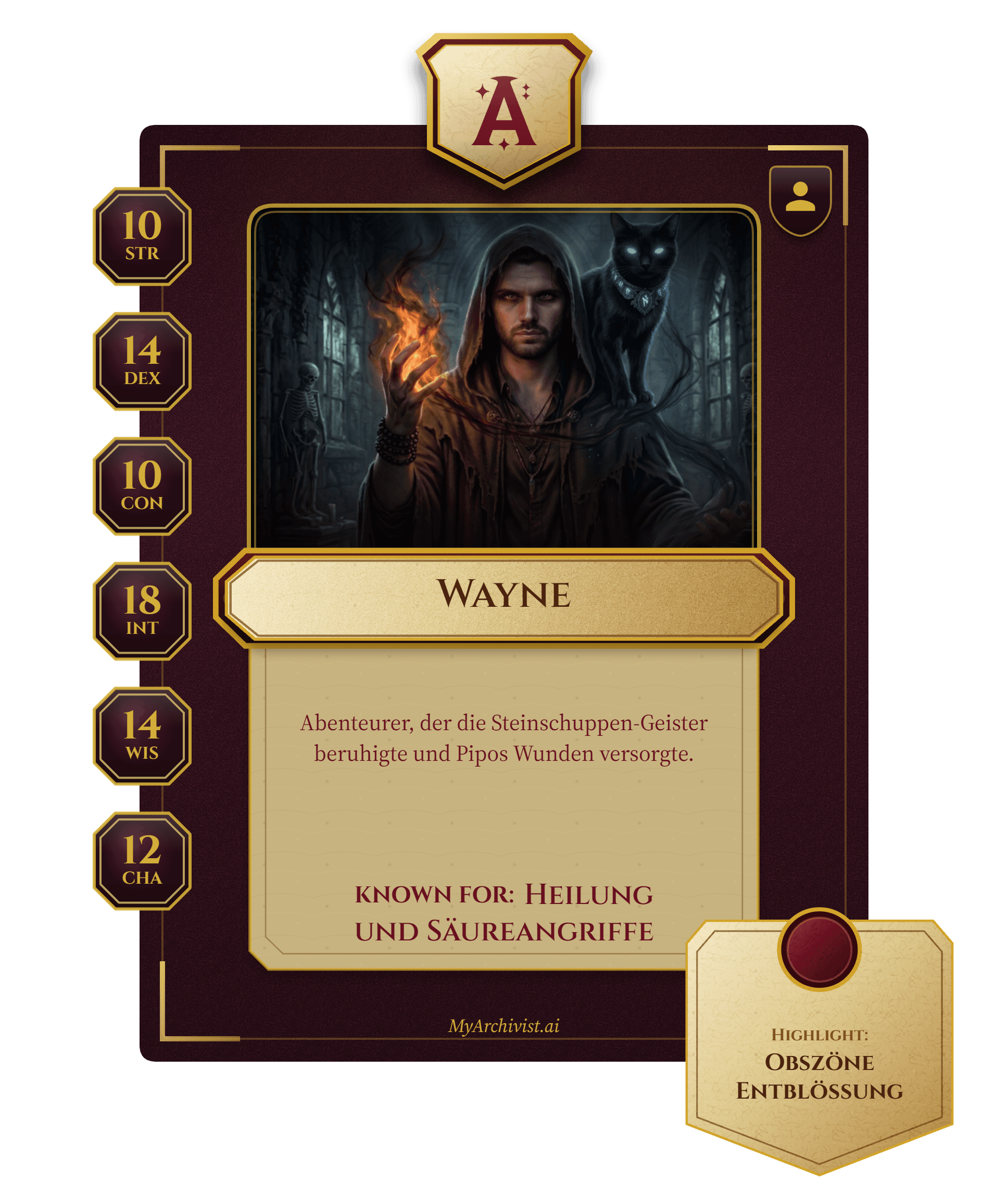 Wayne trading card - Character from Abomination Vaults