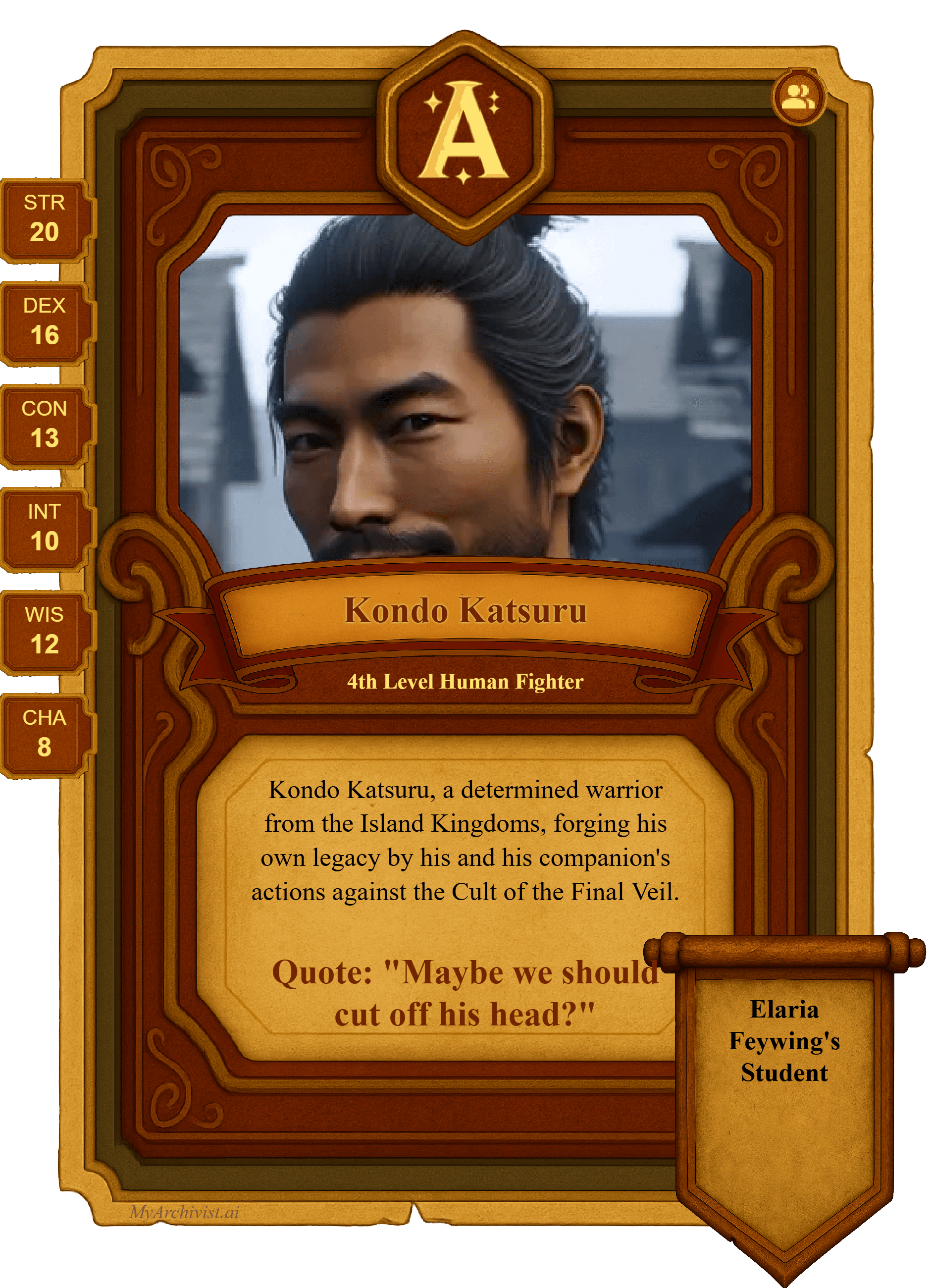Kondo Katsuro trading card - Character from The Shattered Weave