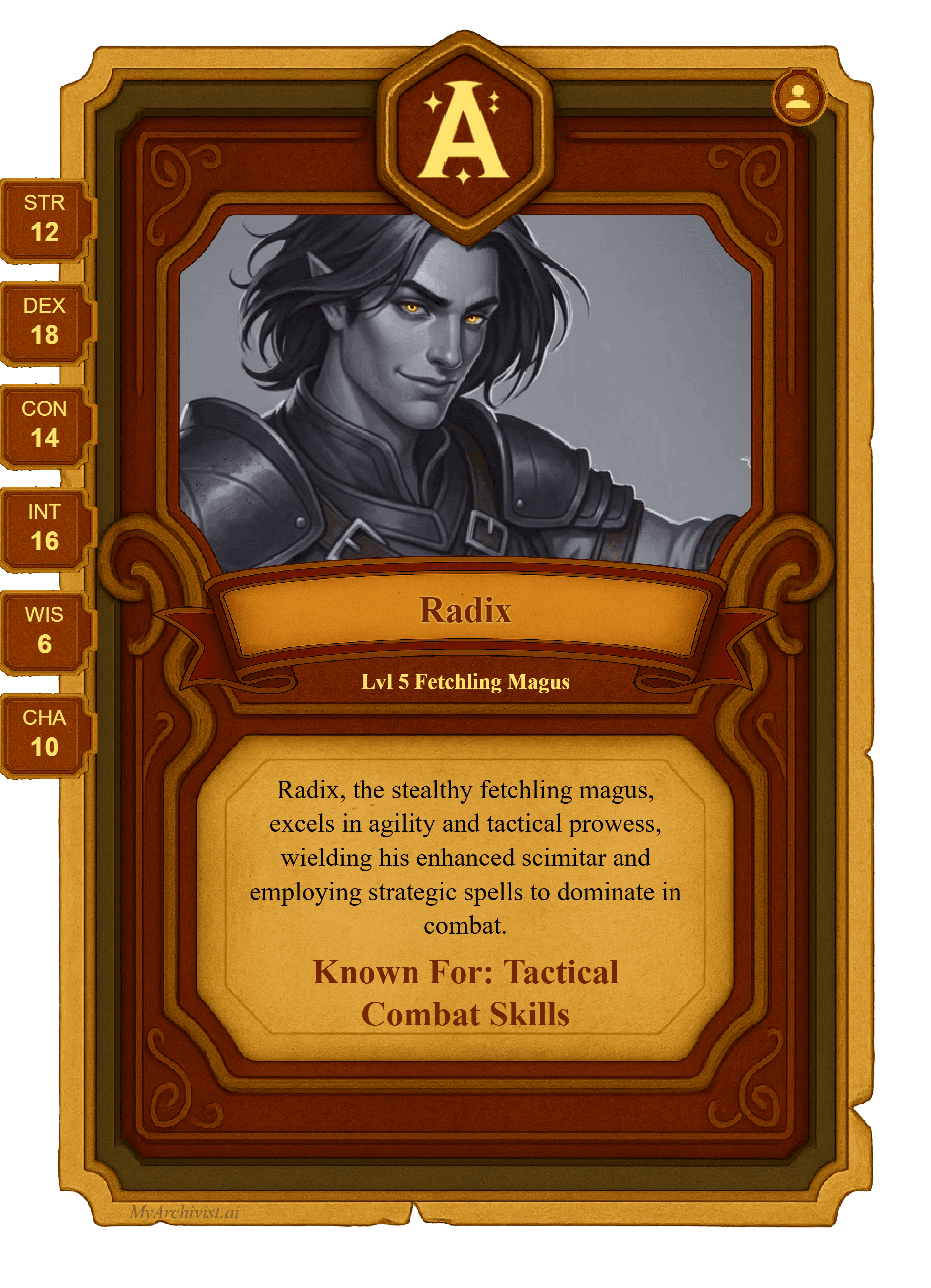 Radix trading card - Character from My First Campaign