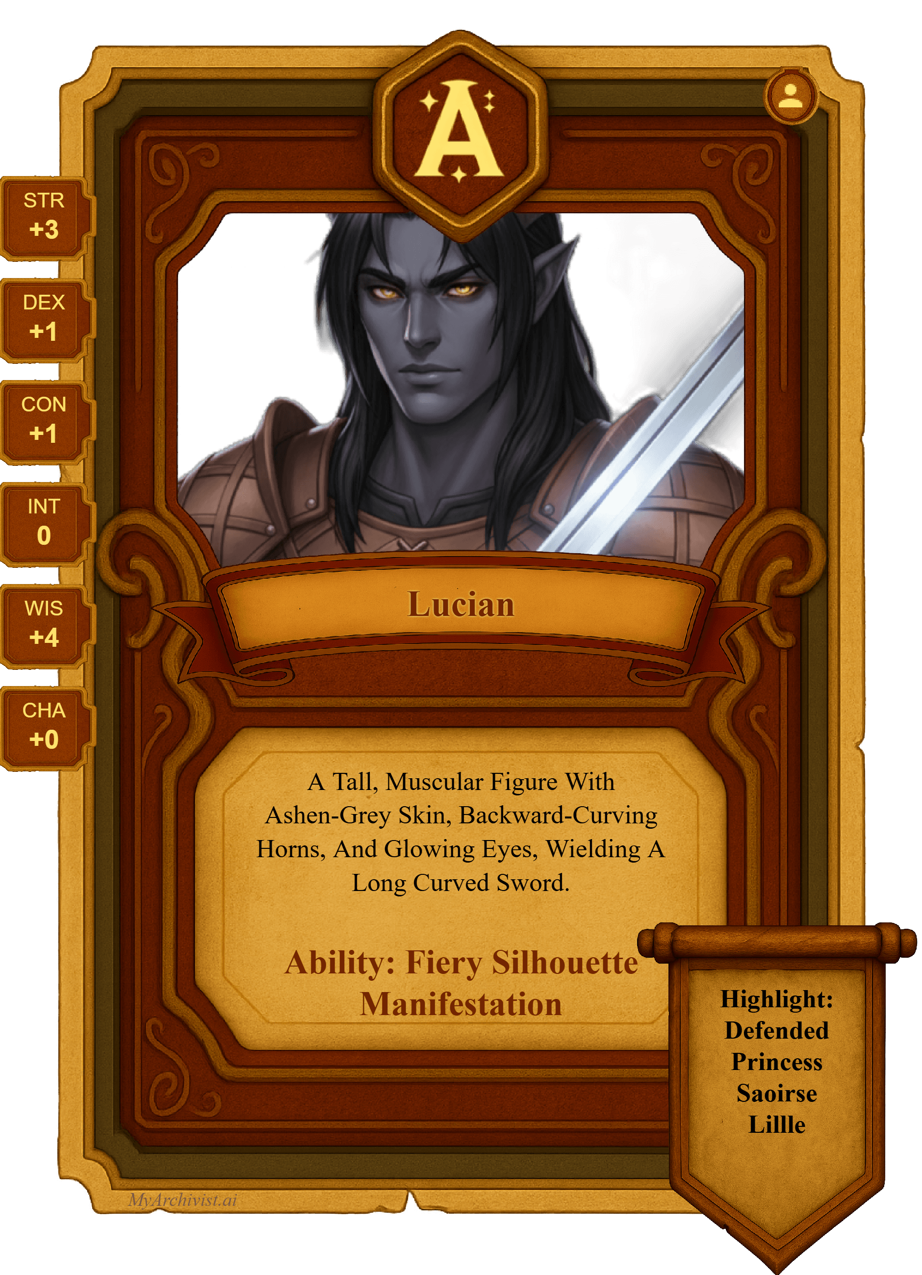 Lucian trading card - Character from Atheria: Tides of Destiny