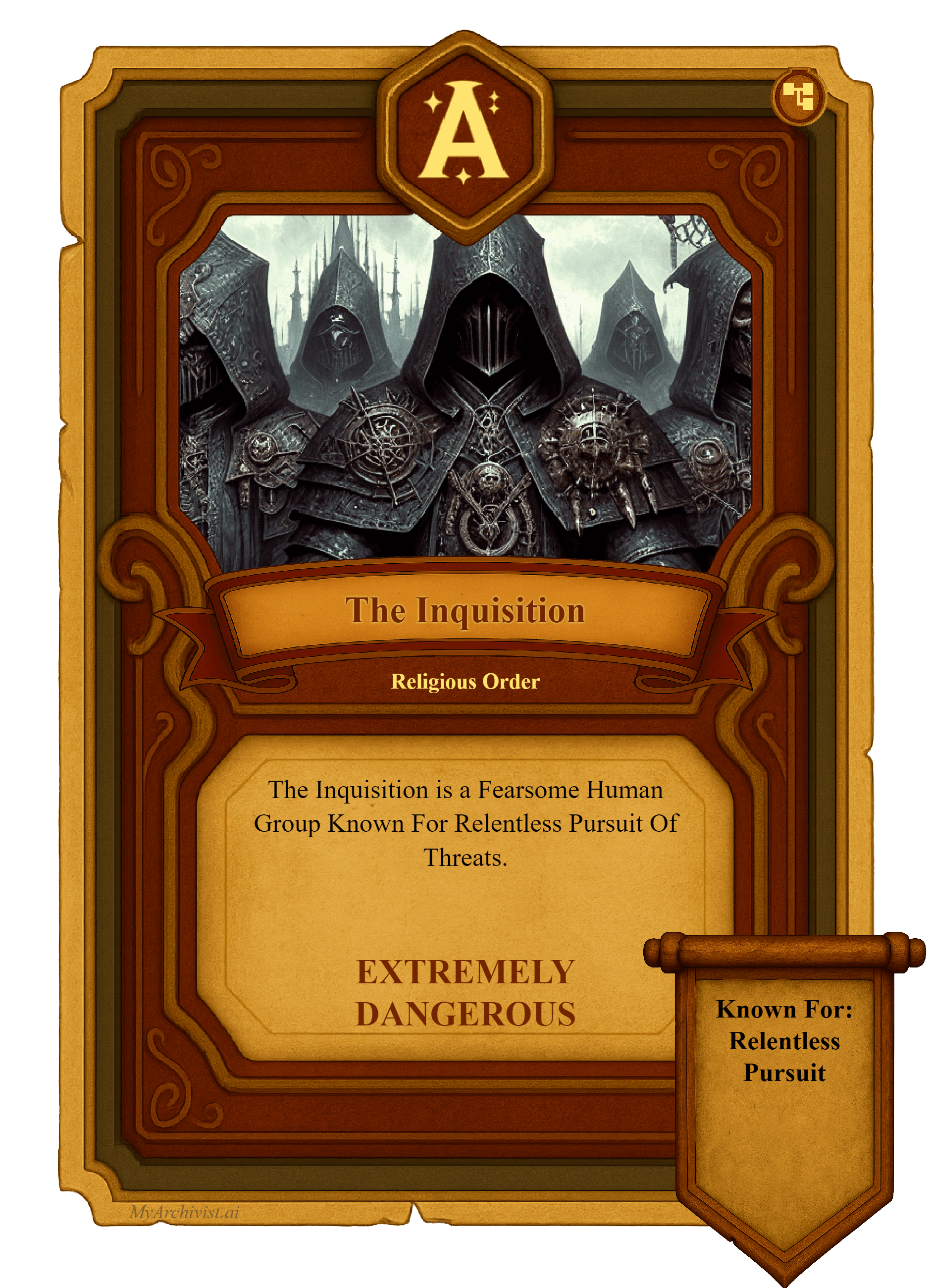 The Inquisition trading card - Faction from Crysinthia