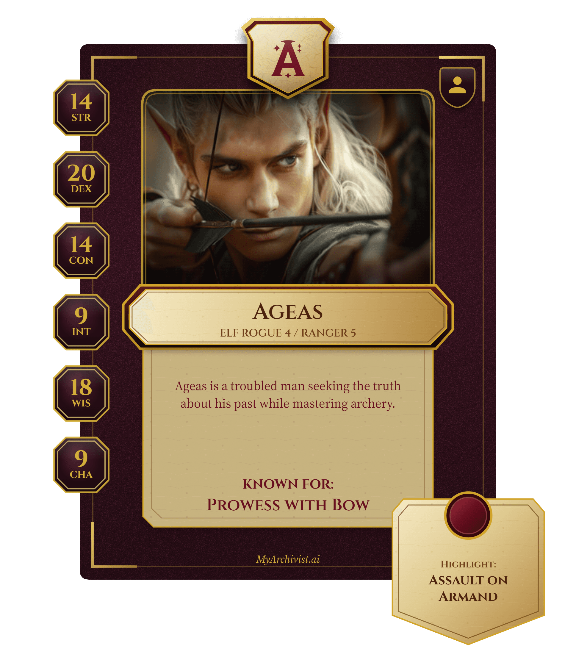 Ageas trading card - Character from The Broken Mind