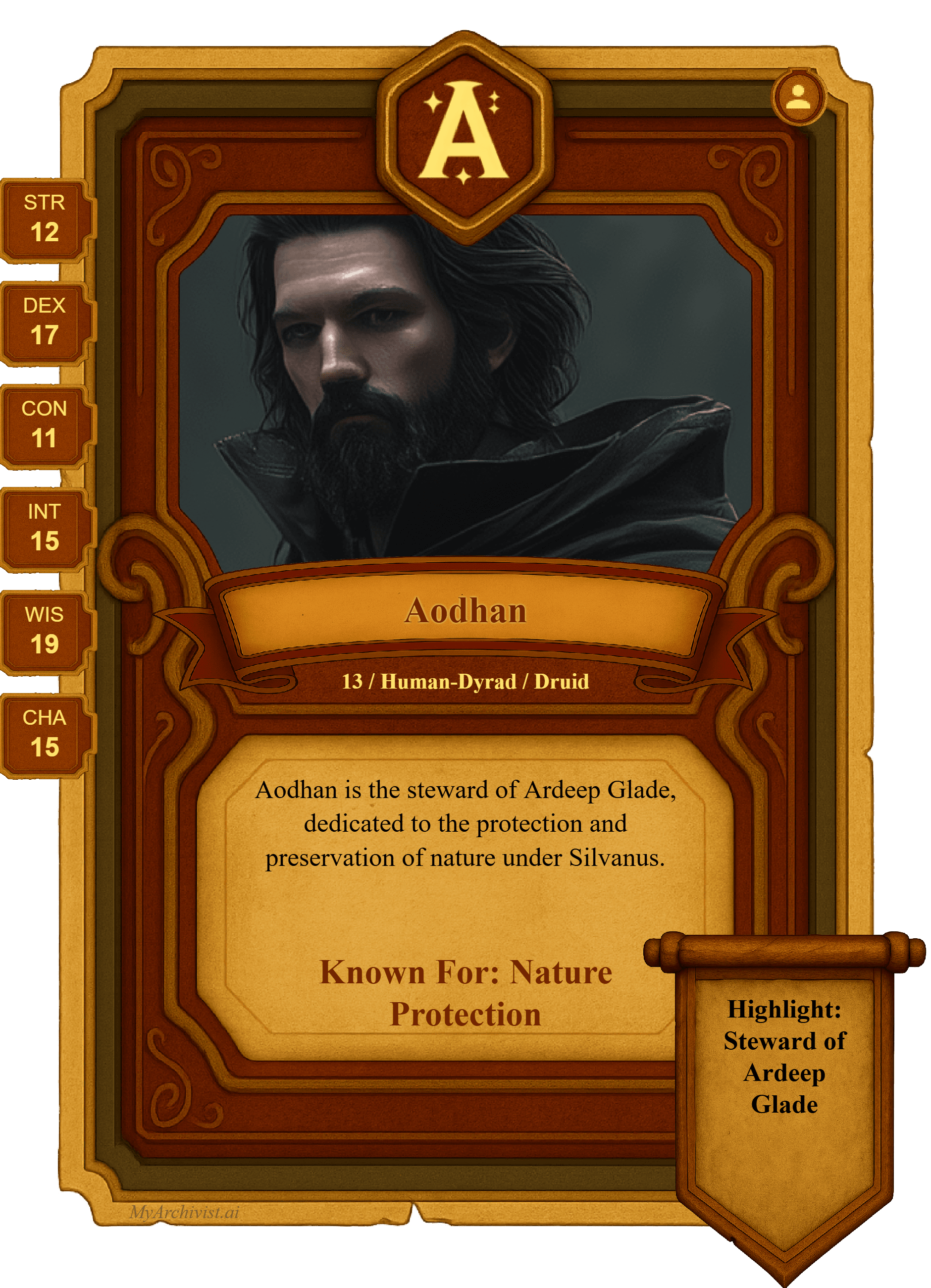 Aodhan trading card - Character from The Irregulars