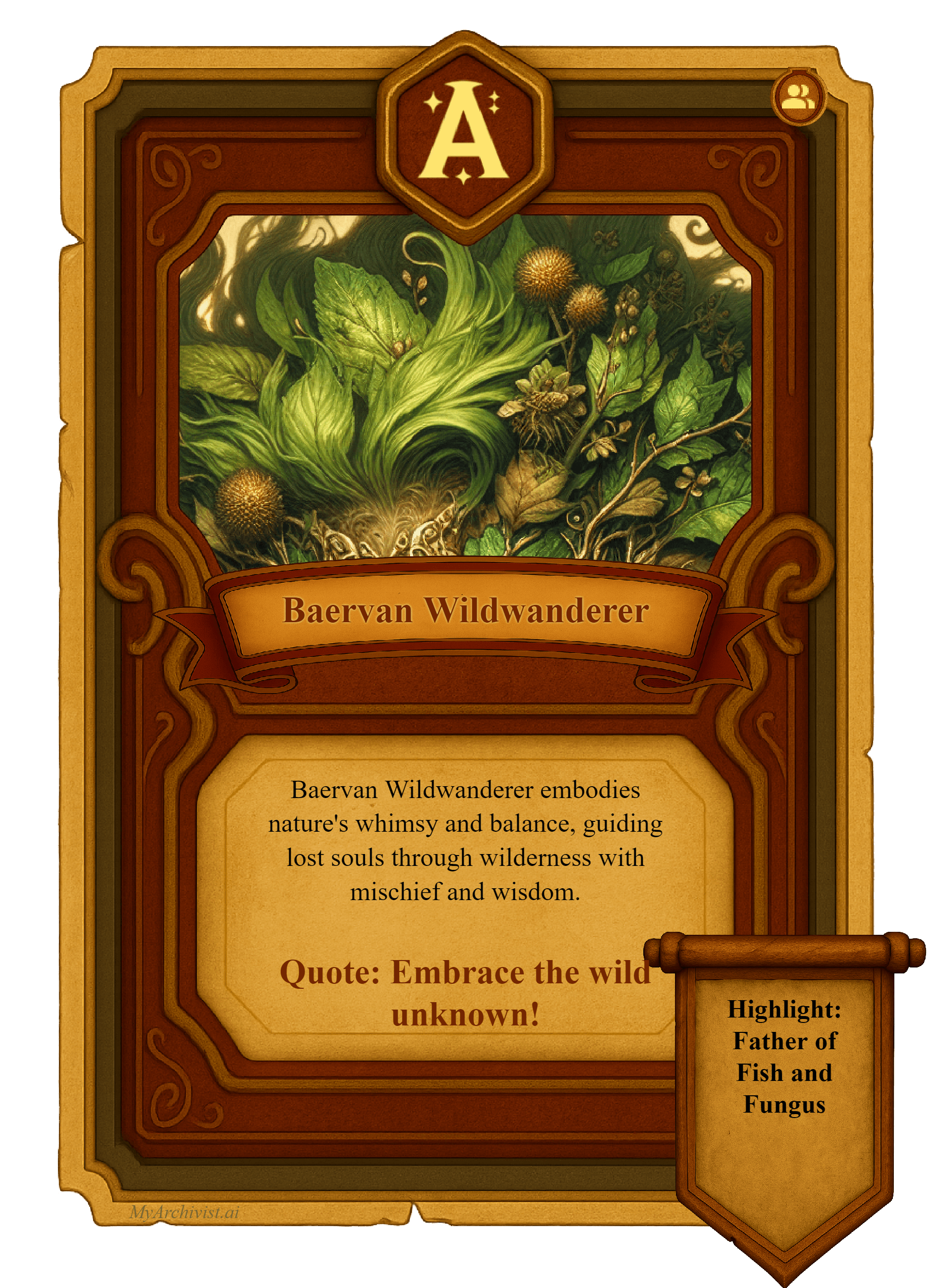 Baervan Wildwanderer trading card - Character from Crysinthia