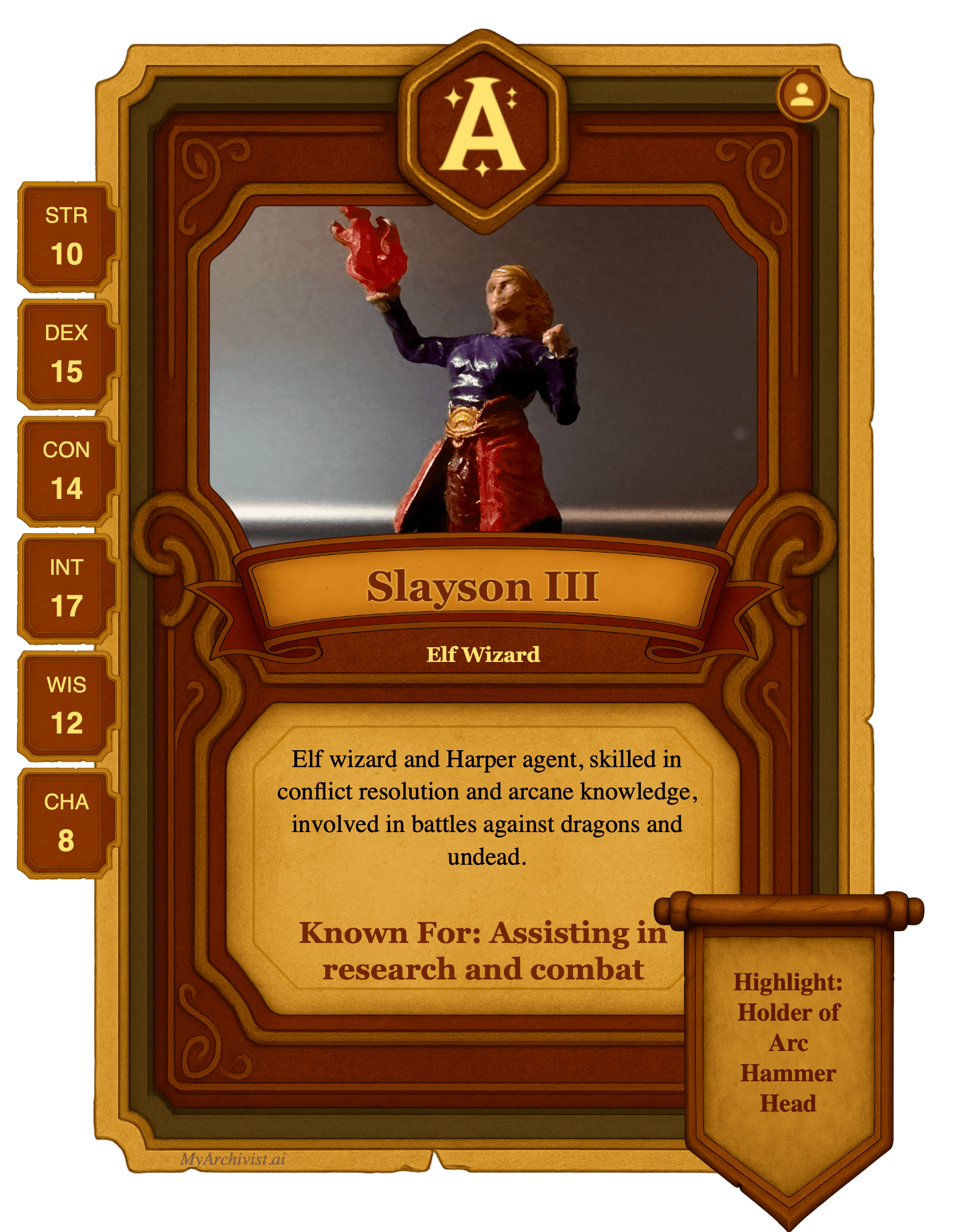 Slayson III trading card - Character from Bent Shadows of Faerun