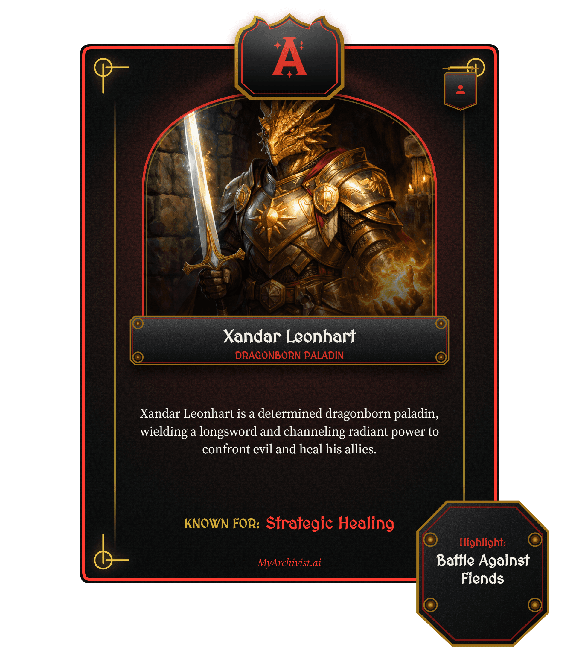 Xandar Leonhart trading card - Character from Curse of Strahd