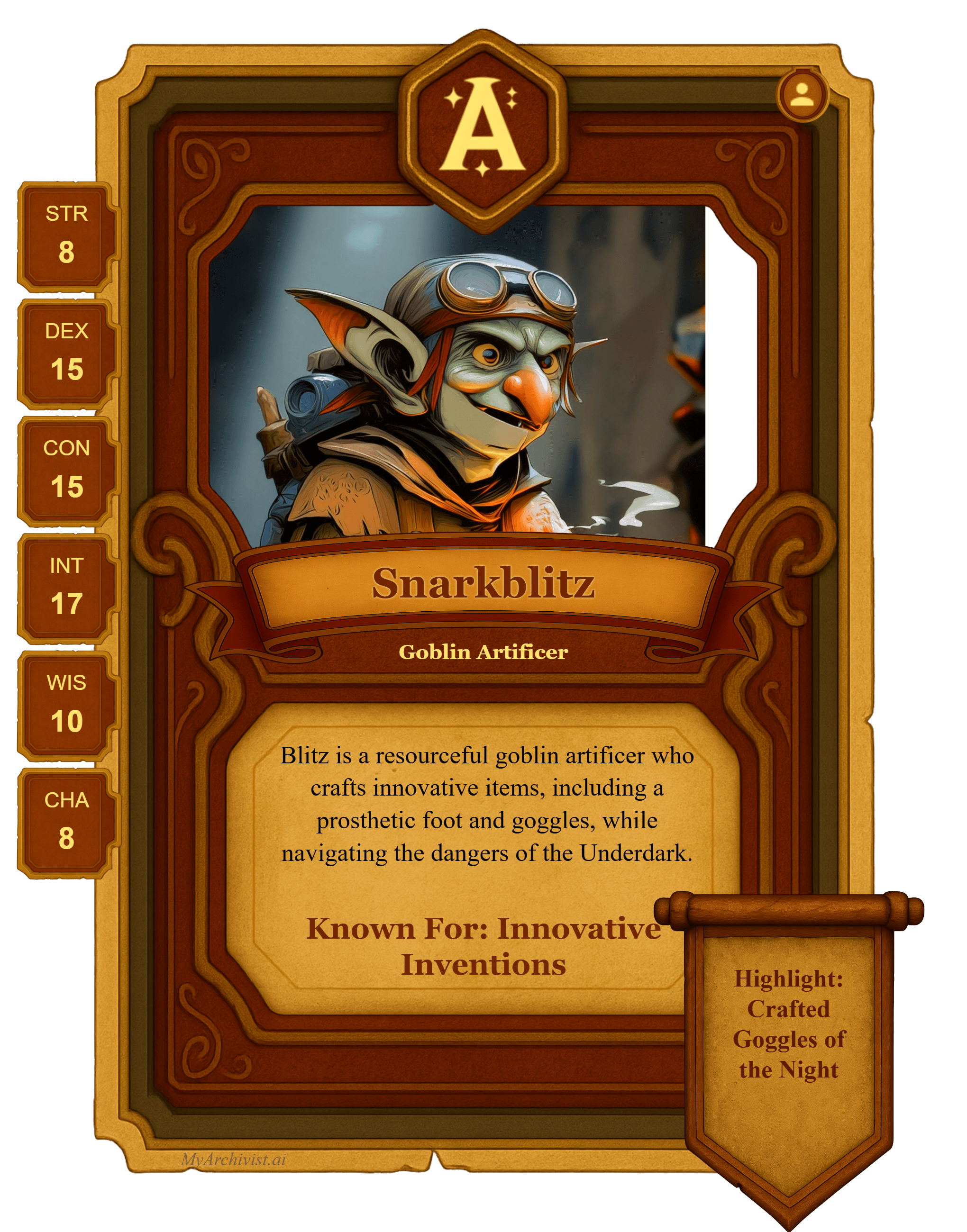 Snarkblitz trading card - Character from Out of the Abyss