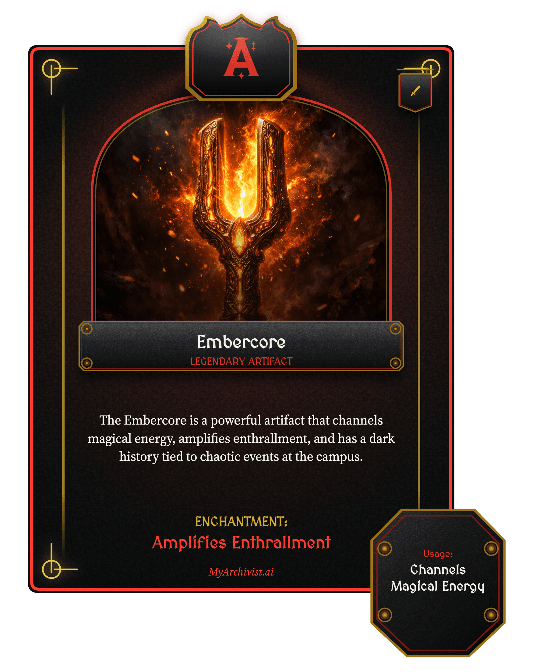Embercore trading card - Item from Quest-o-Nomicon