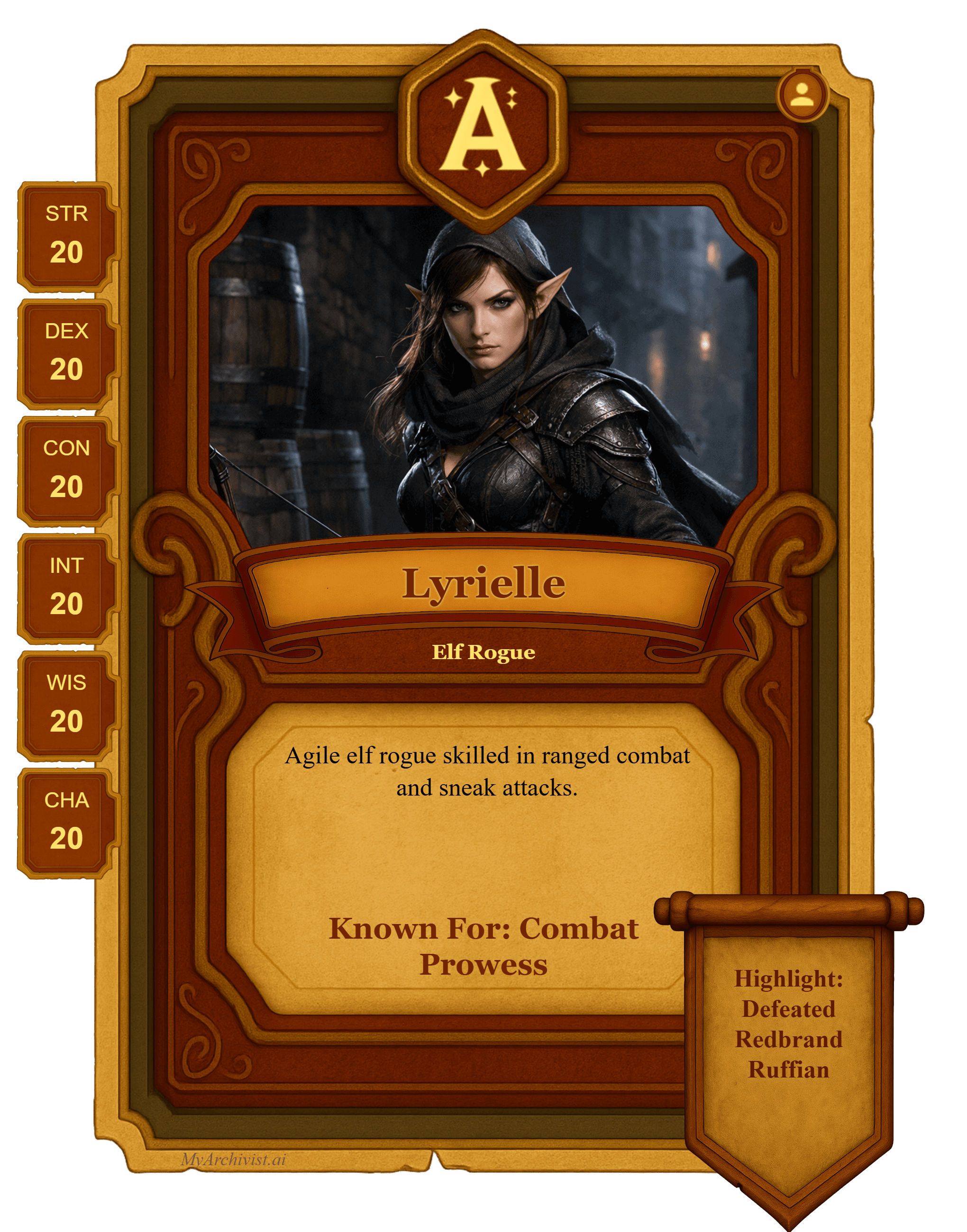Lyrielle trading card - Character from Phandelver and Below: The Shattered Obelisk