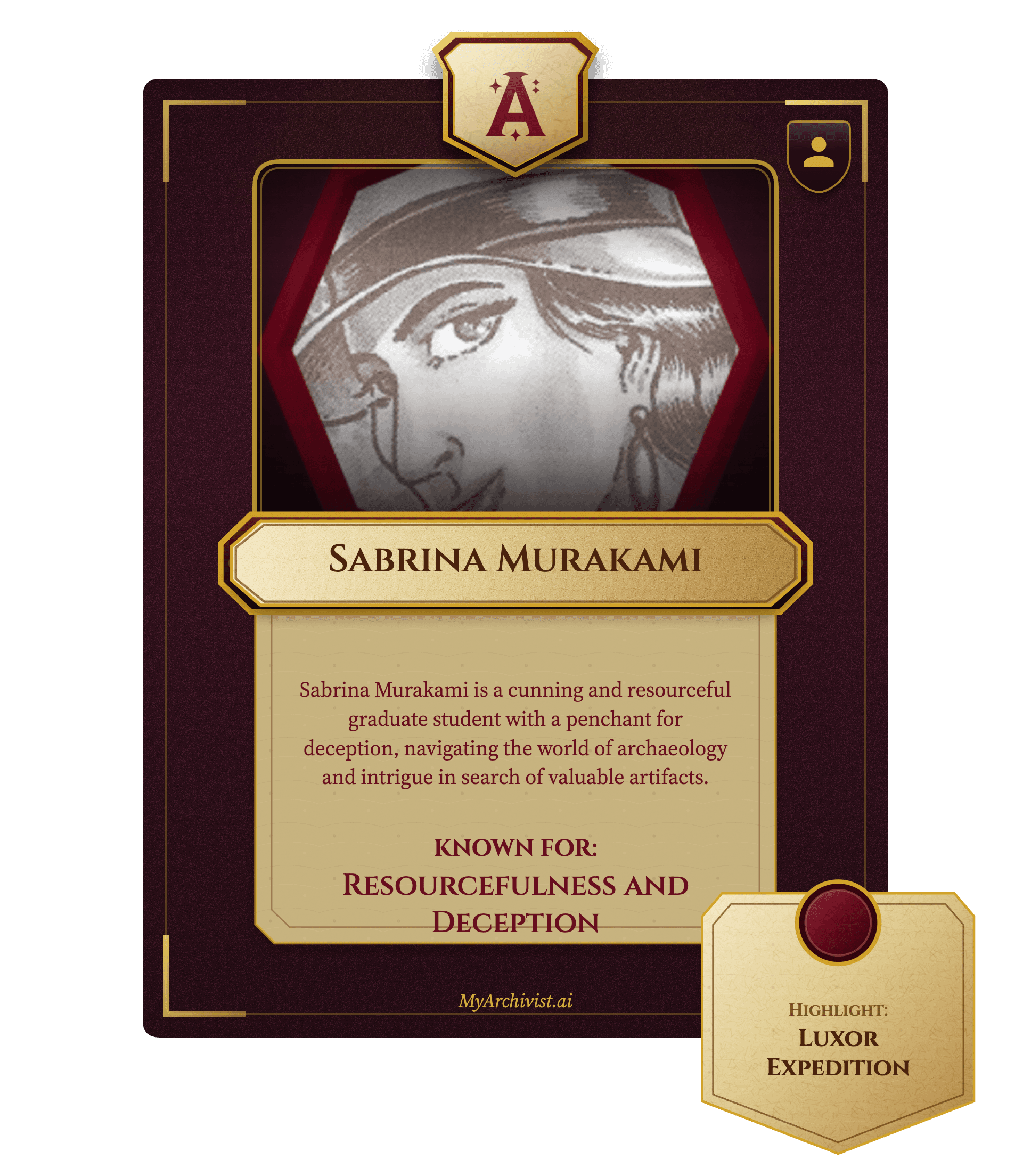 Sabrina Murakami trading card - Character from Death in Luxor