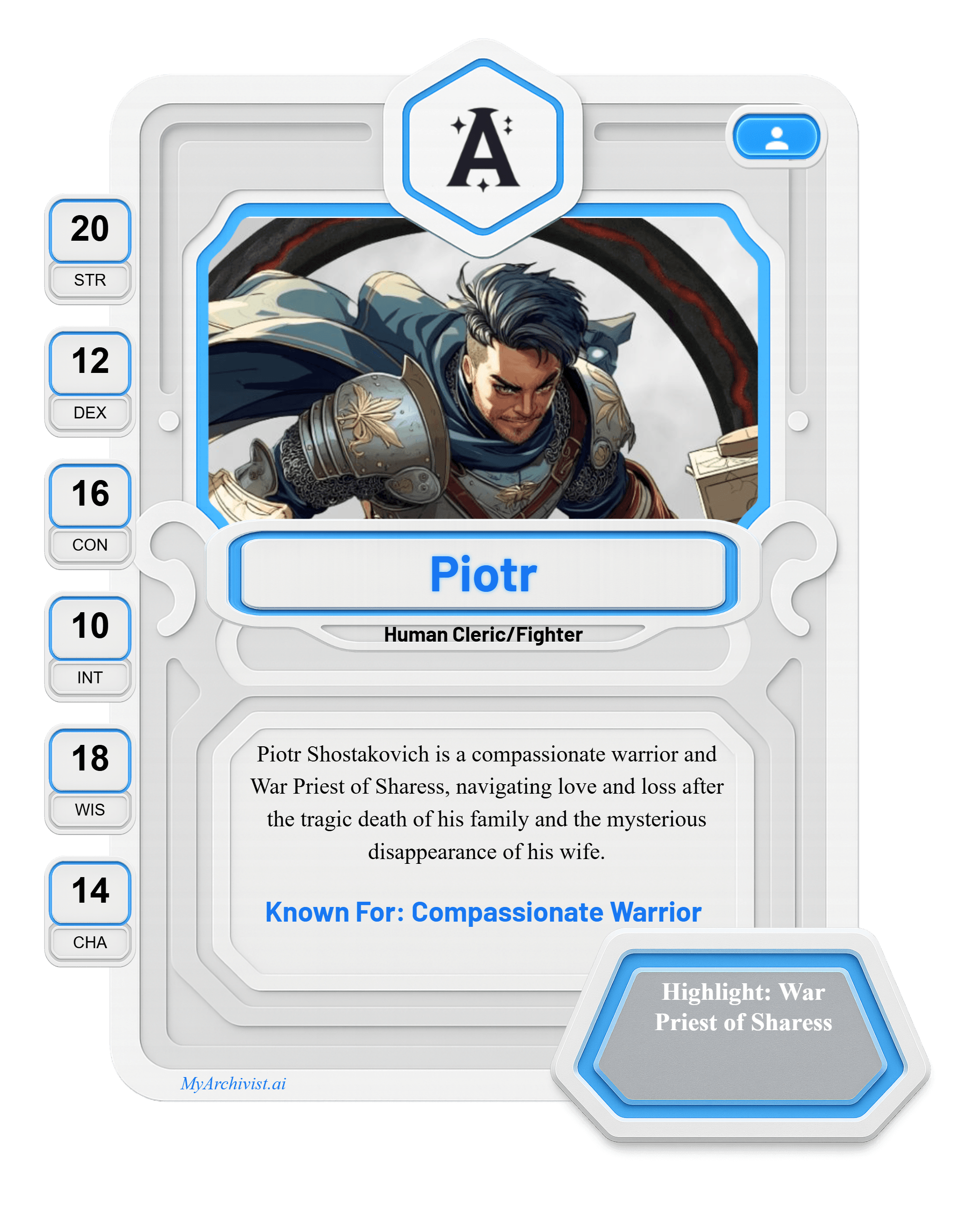 Piotr trading card - Character from Wednesday Night Strahd "Smokeshows"