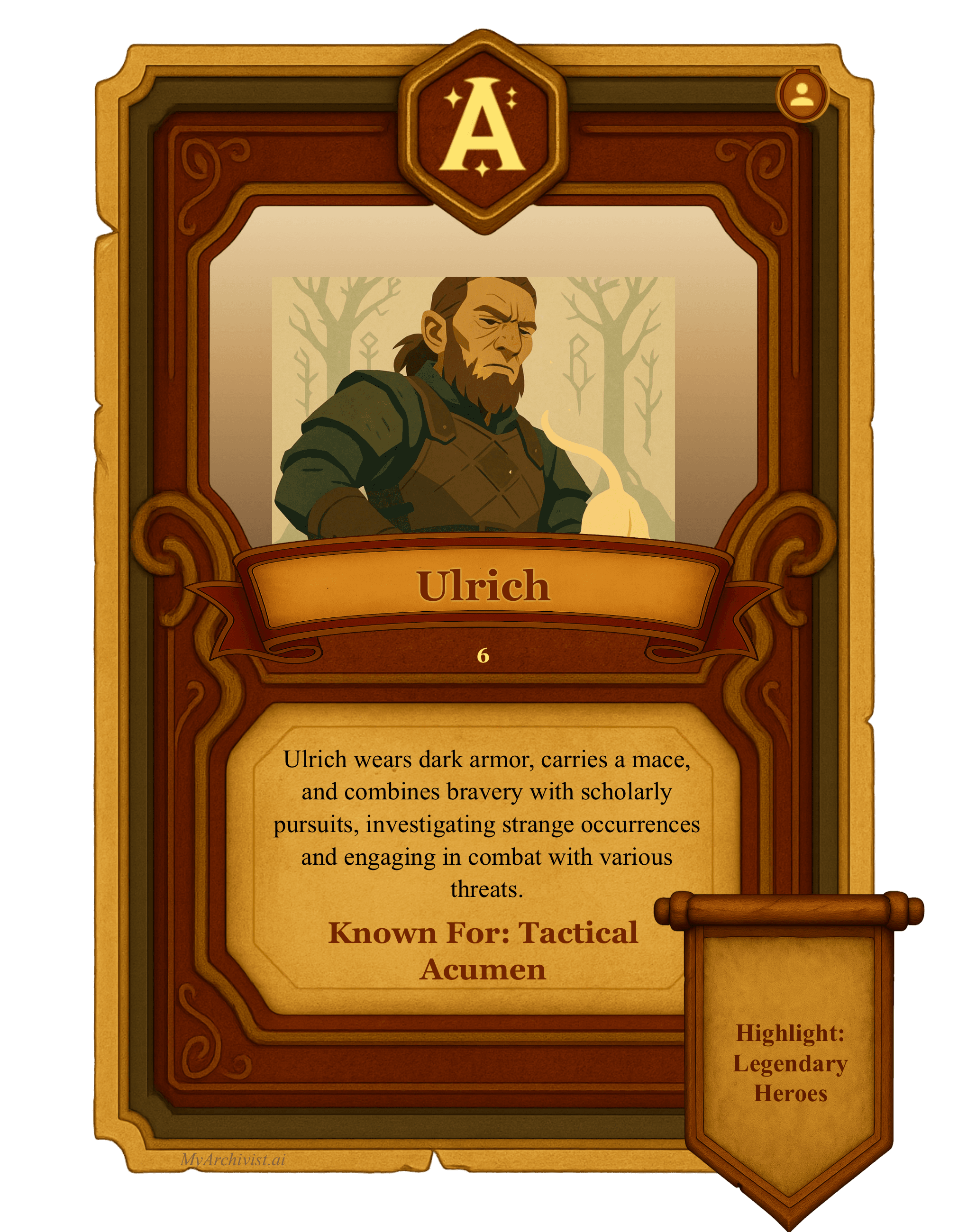 Ulrich trading card - Character from Ozymandria