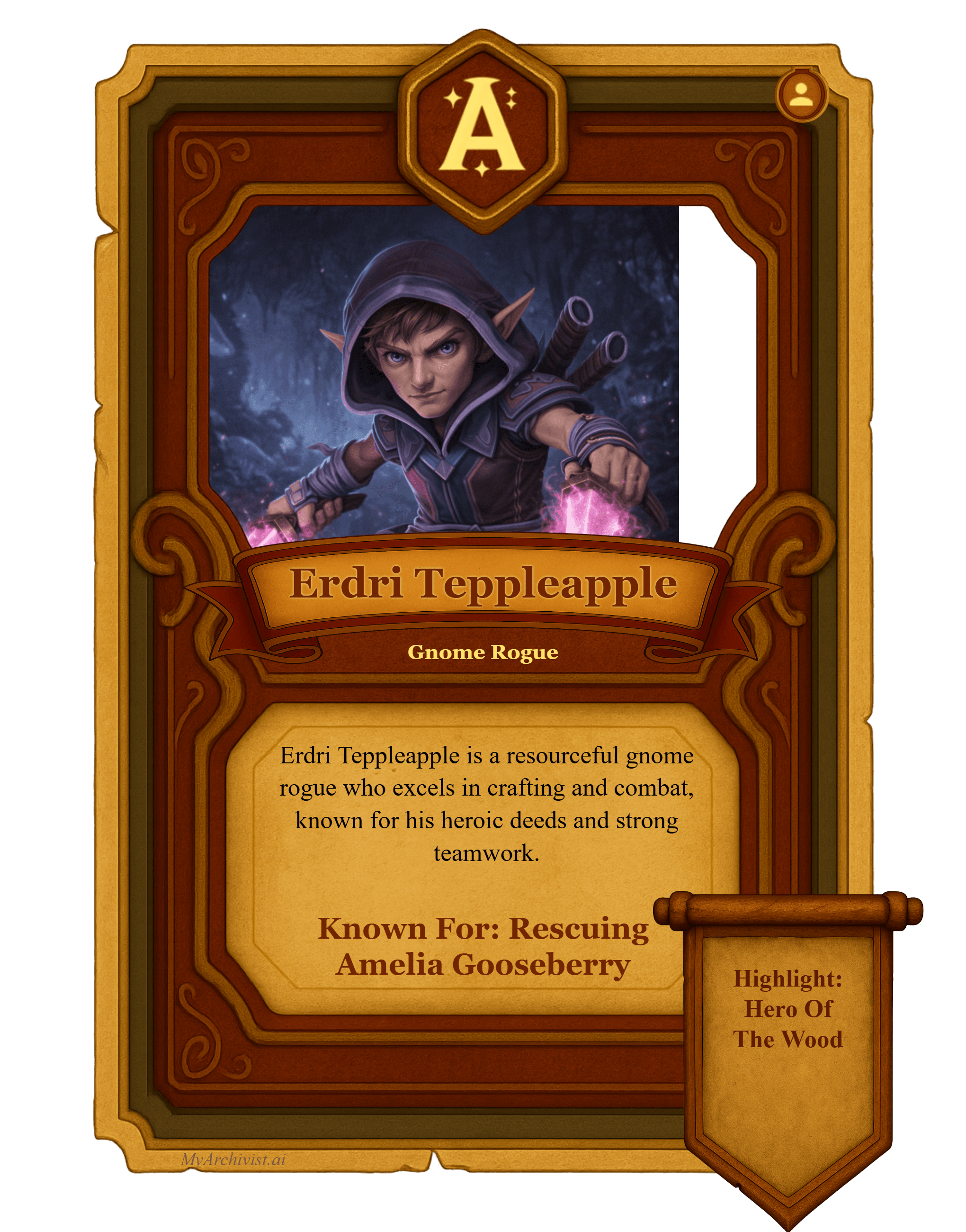 Erdri Teppleapple trading card - Character from Scales of Tyranny