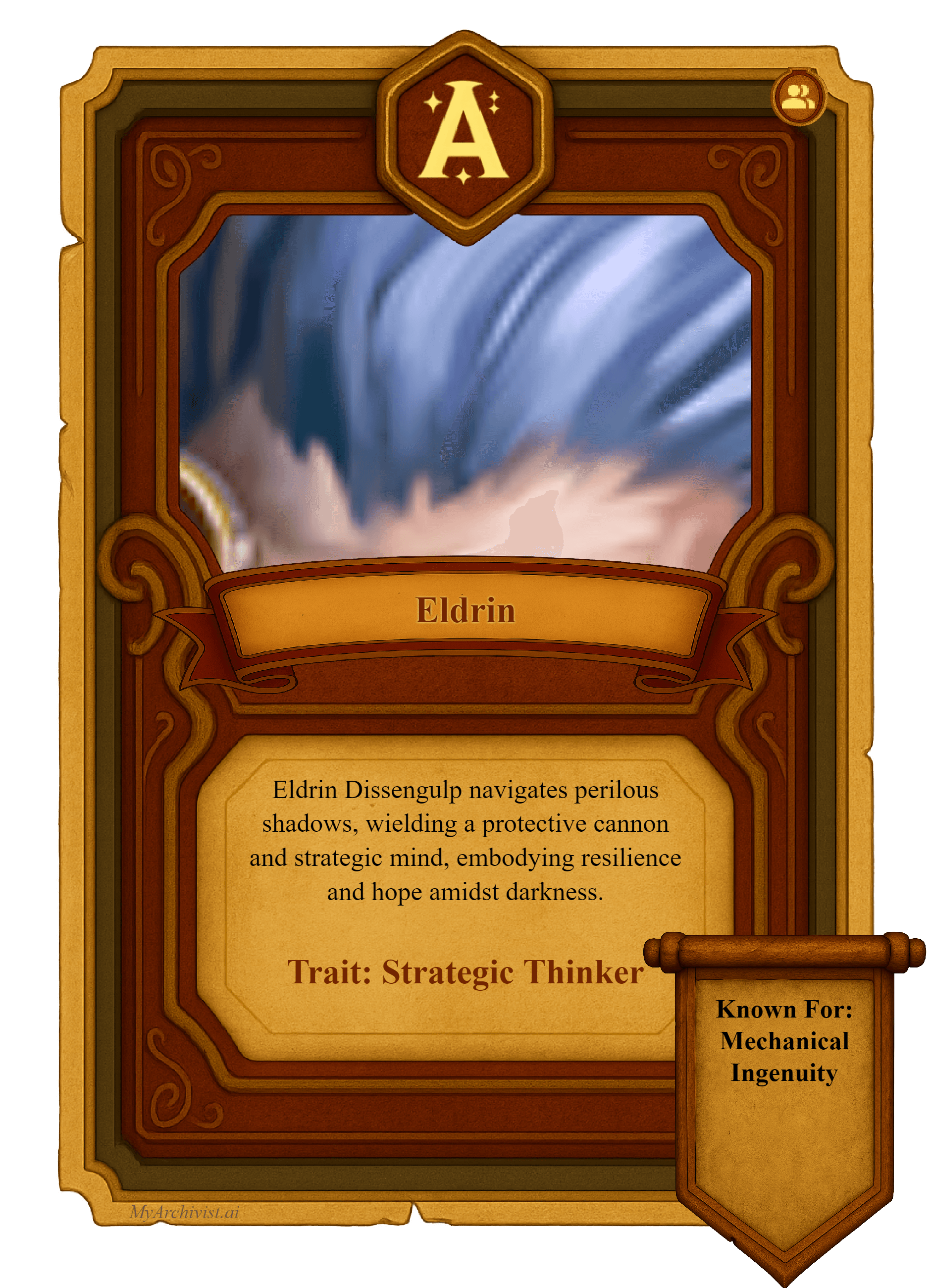Eldrin trading card - Character from Crysinthia