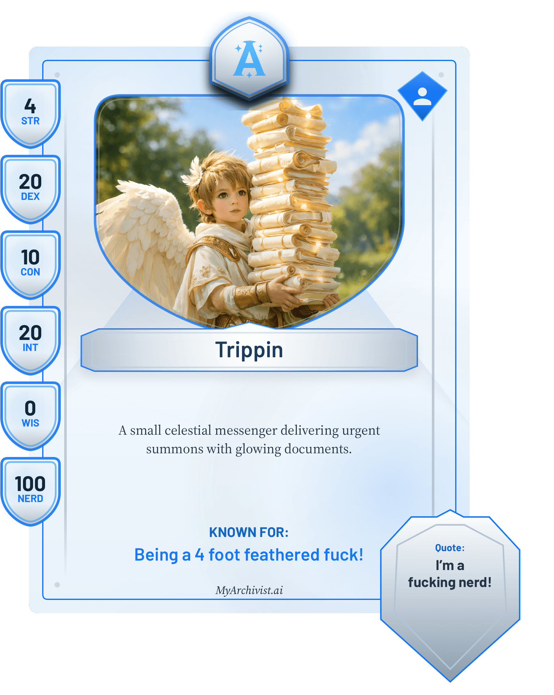 Trippin trading card - Character from Quest-o-Nomicon