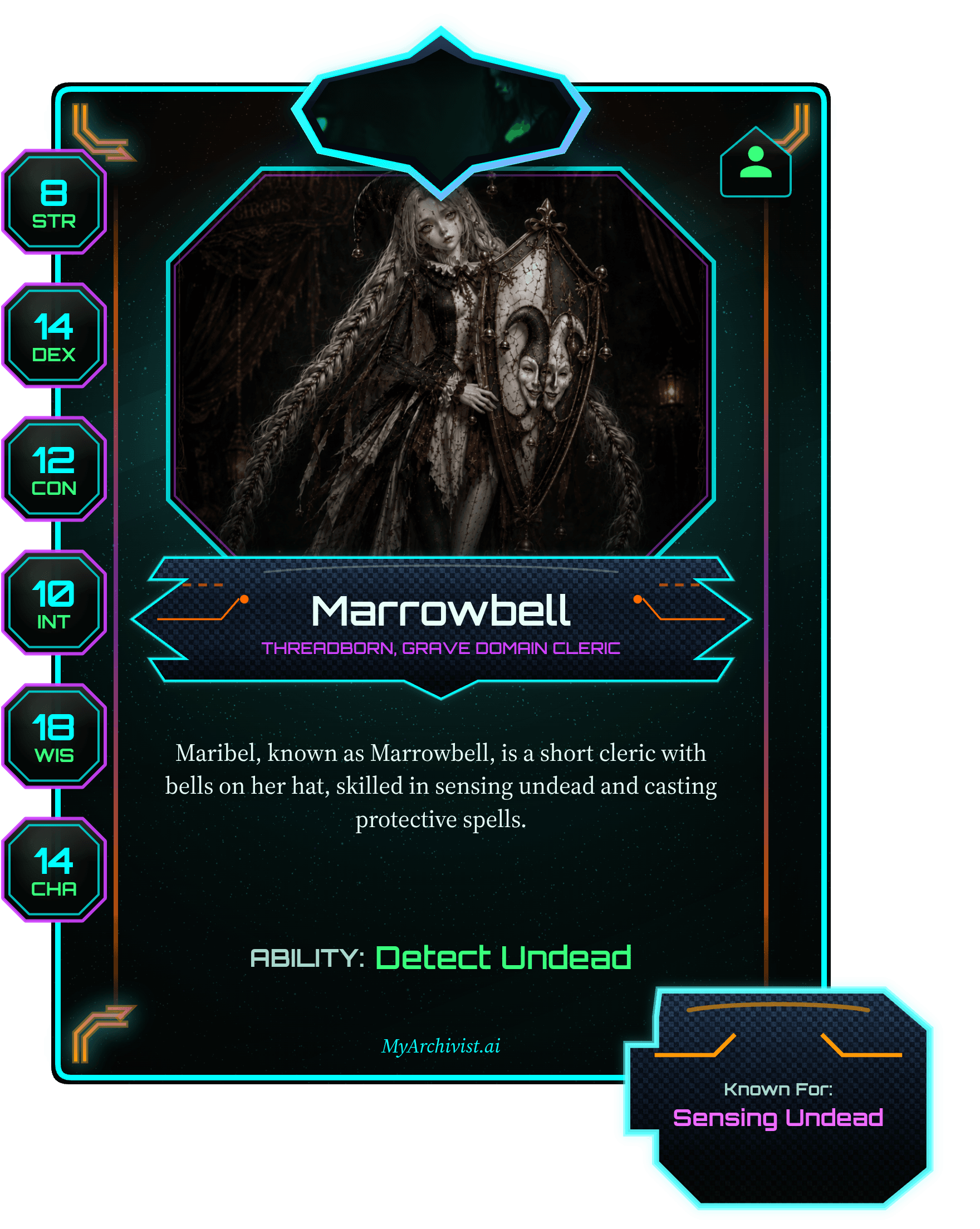 Marrowbell trading card - Character from Ravenloft