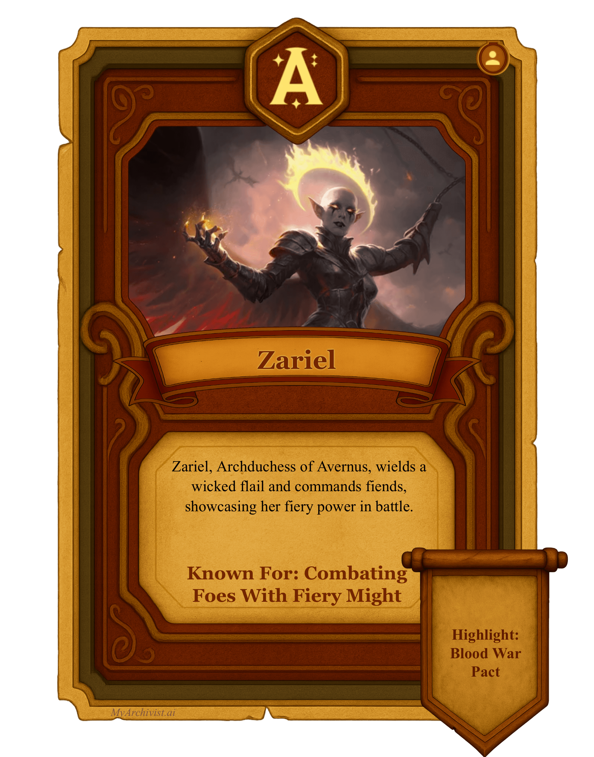 Zariel trading card - Character from Battle One-Shots