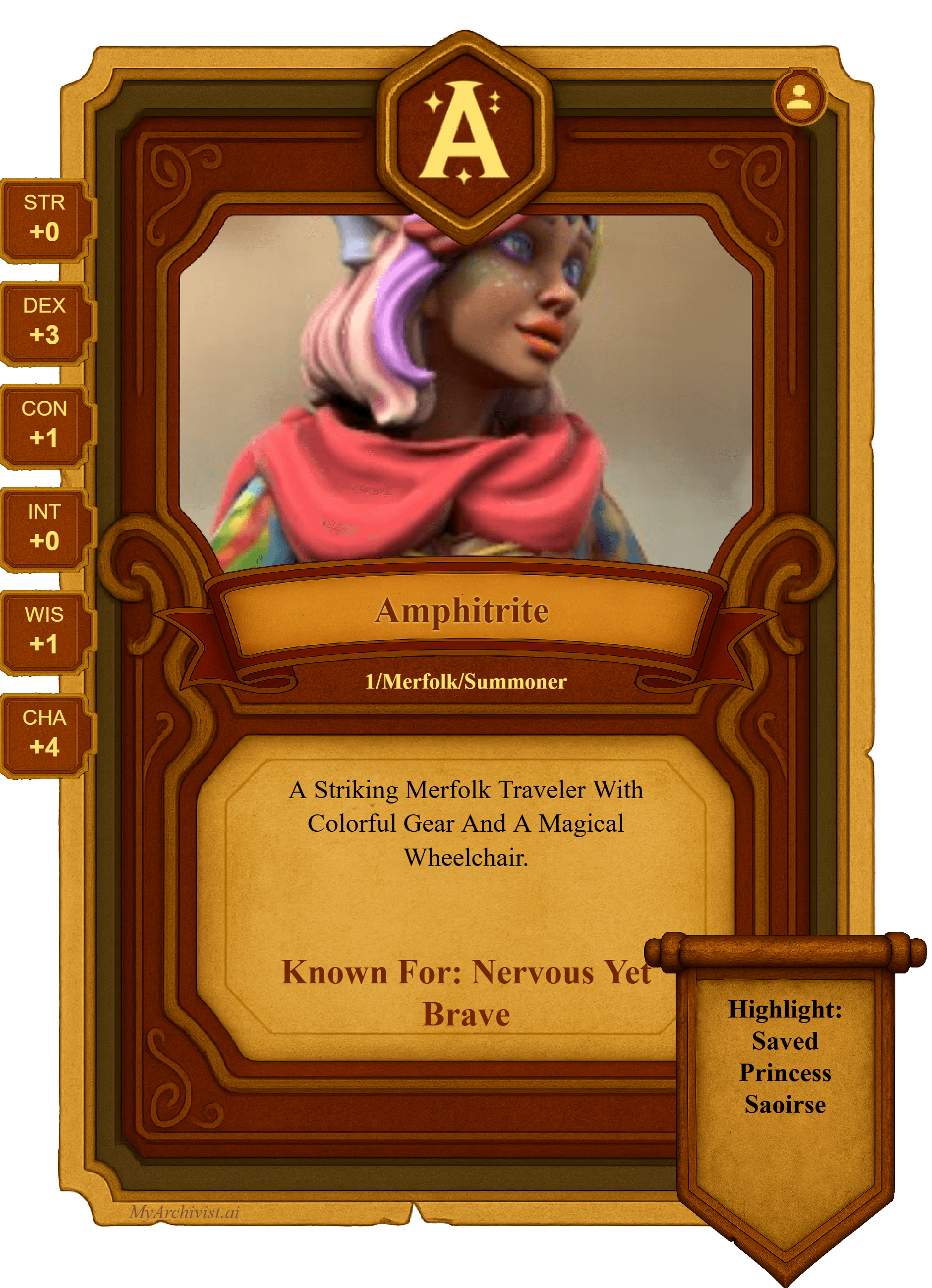 Amphitrite trading card - Character from Atheria: Tides of Destiny