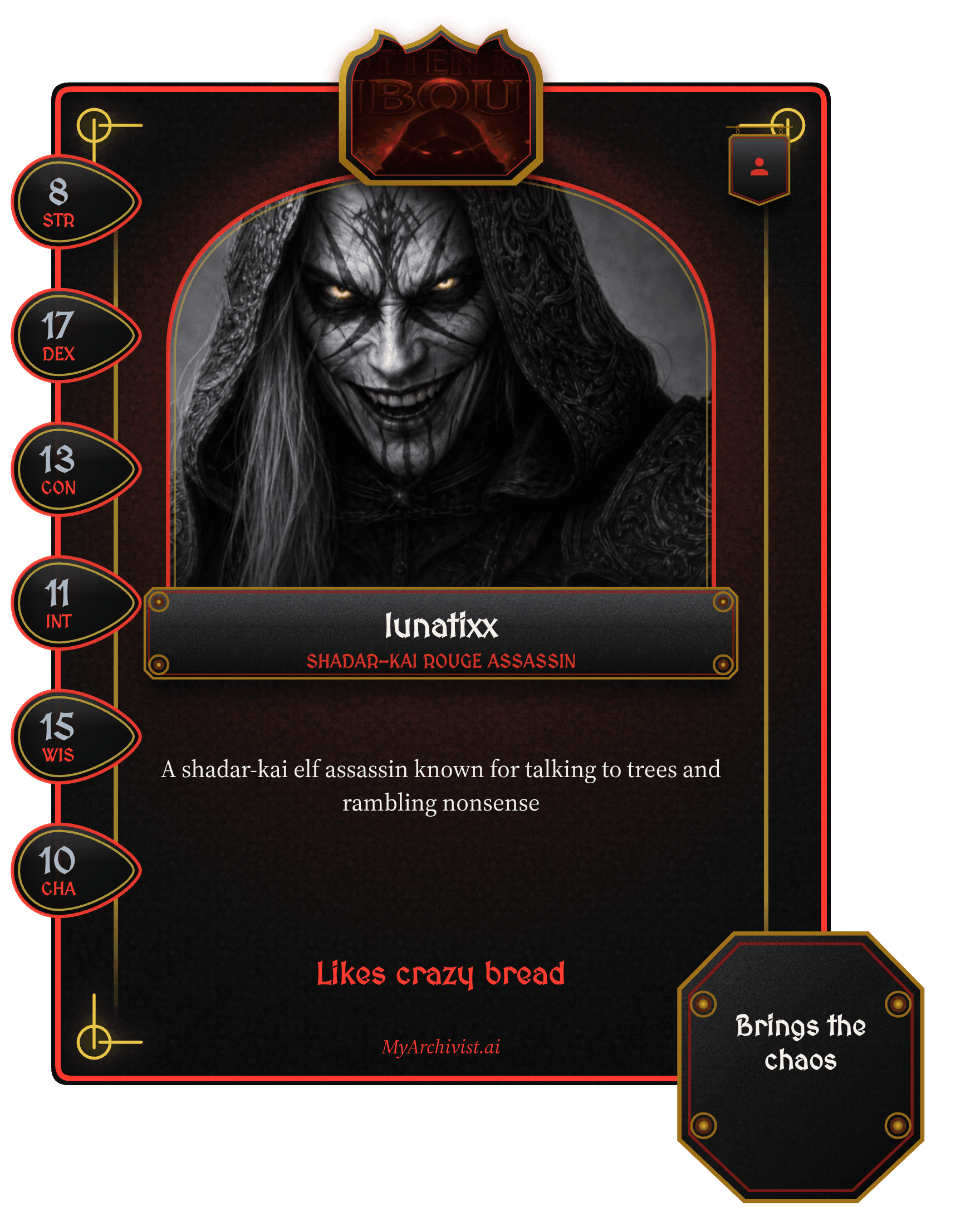 lunatixx trading card - Character from Forgotten Realms Unbound