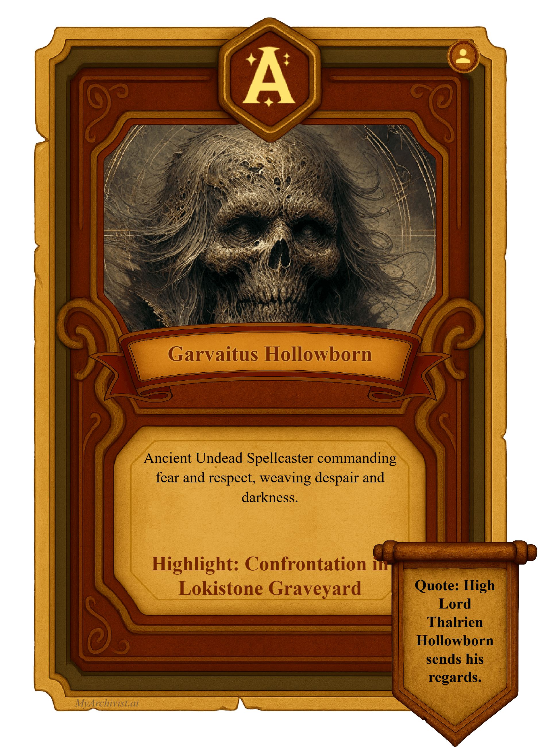 Garvaitus Hollowborn trading card - Character from Crysinthia