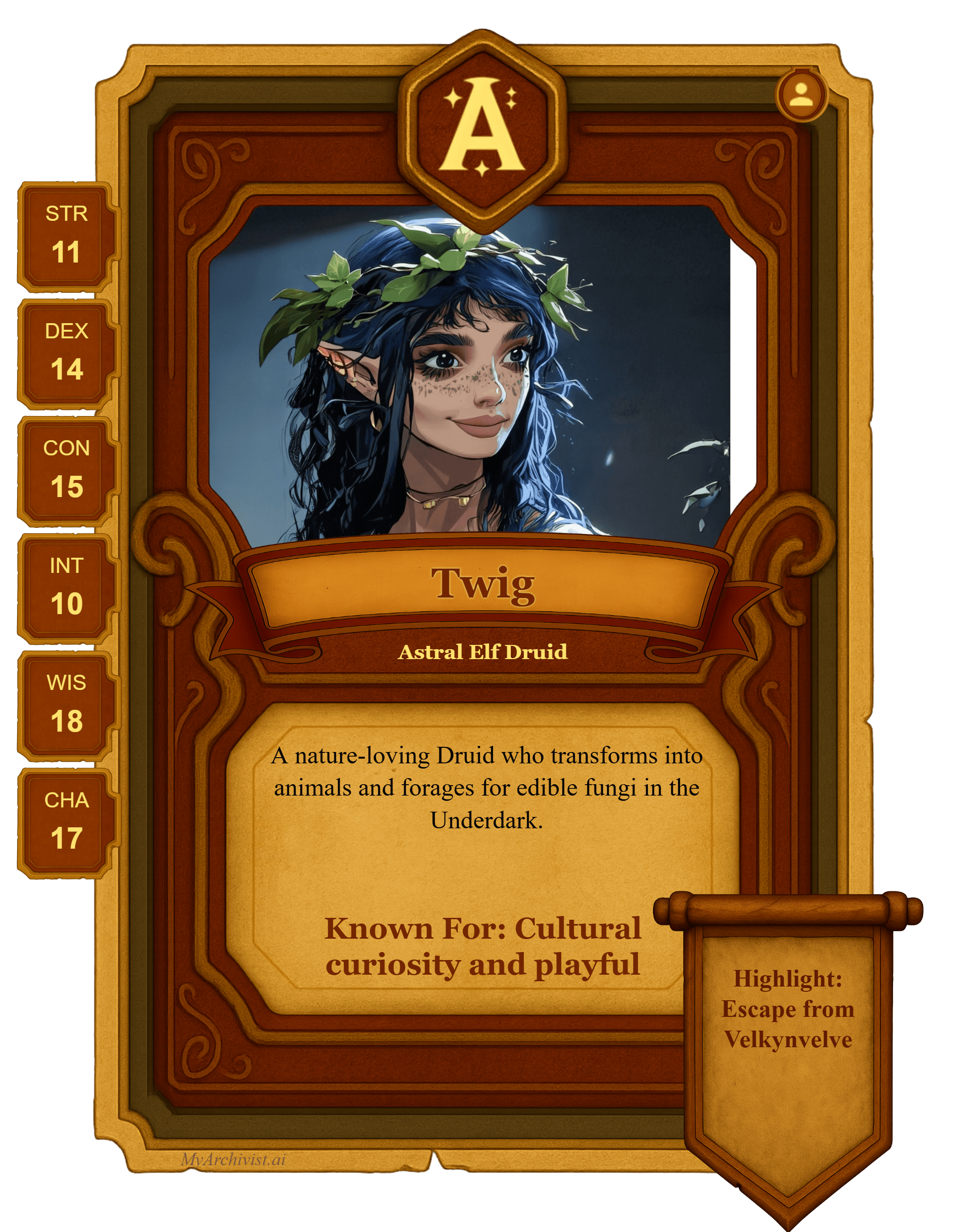 Twig trading card - Character from Out of the Abyss