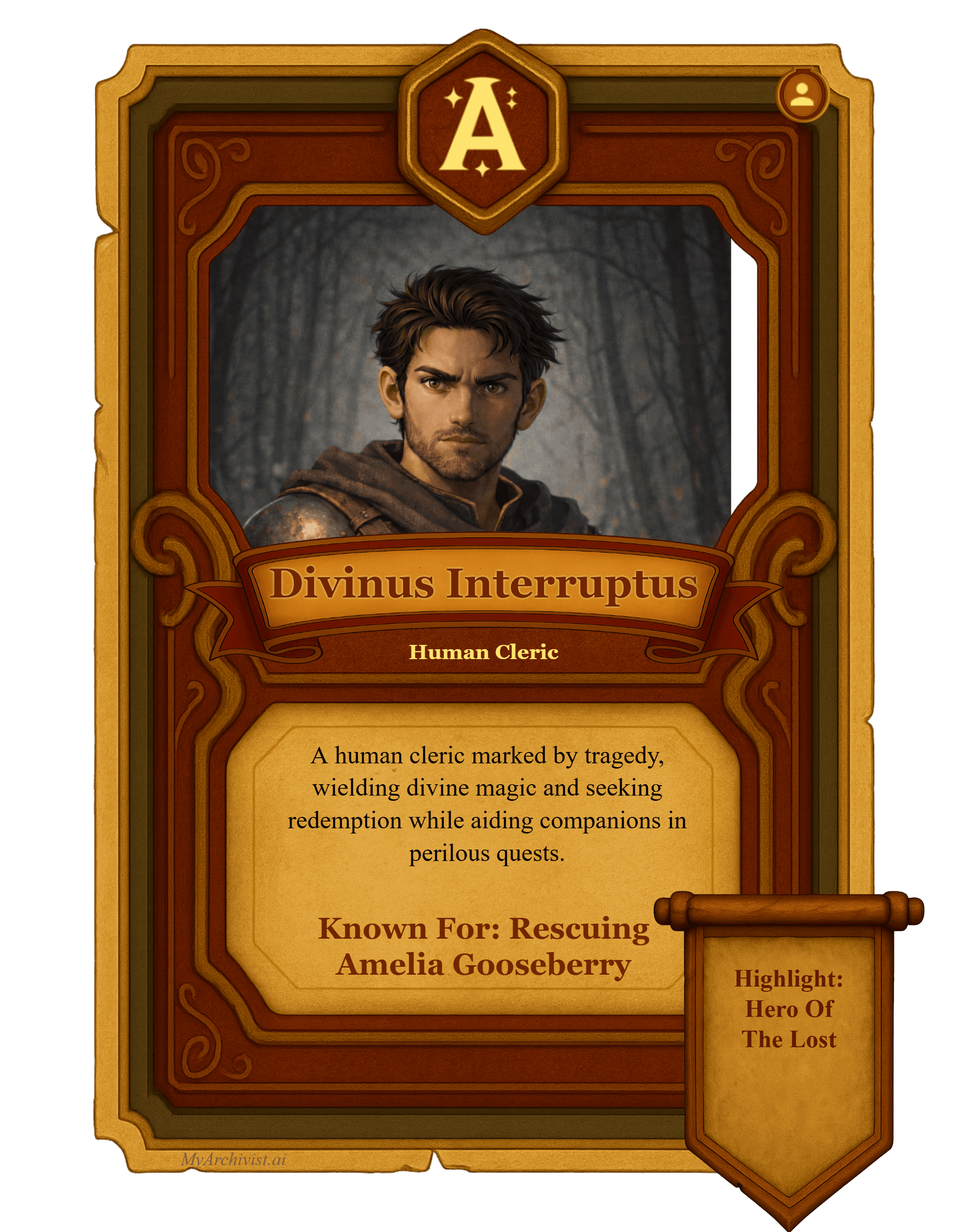 Divinus Interruptus trading card - Character from Scales of Tyranny