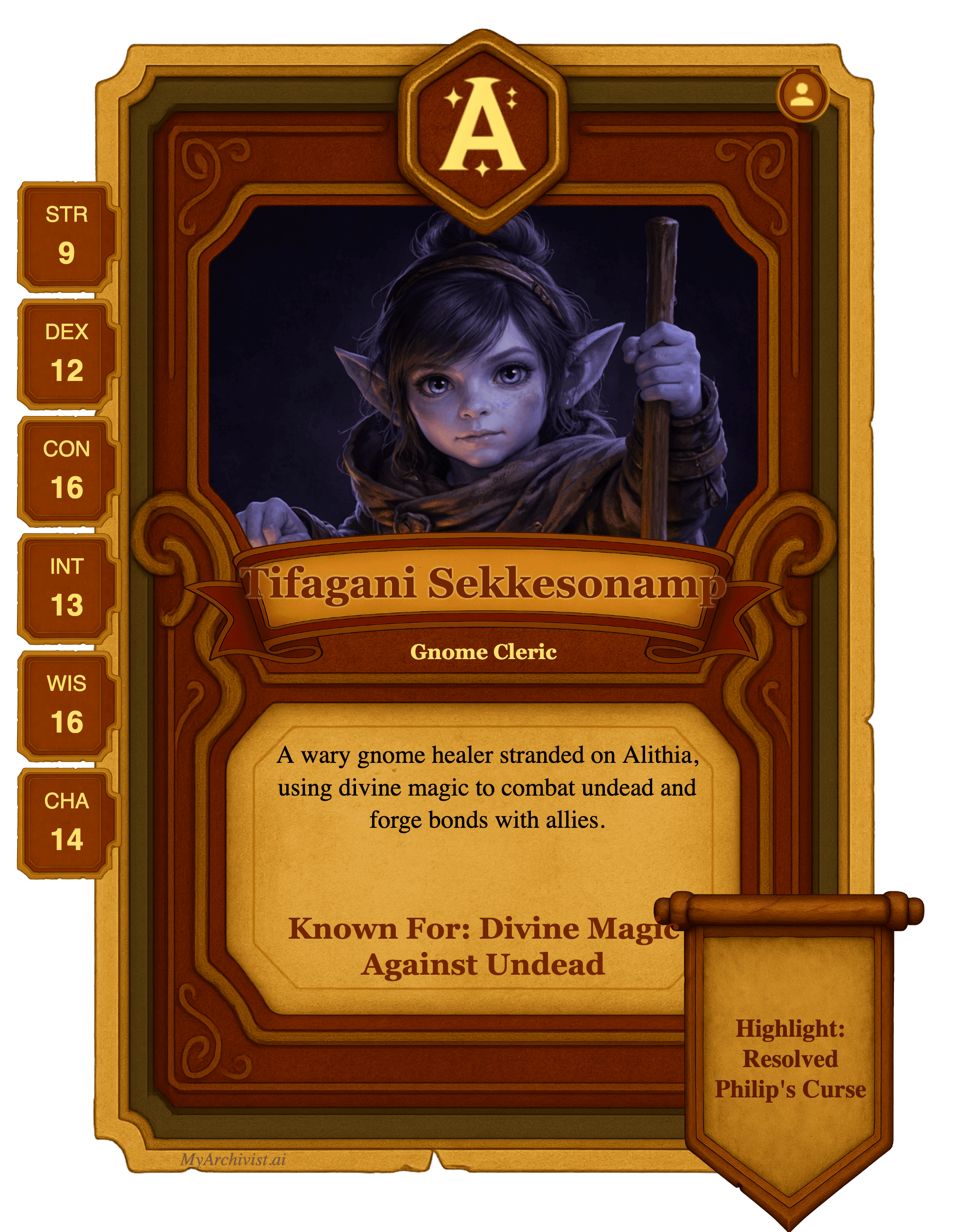 Tifagani Sekkesonamp trading card - Character from A Journey To An Ancient World