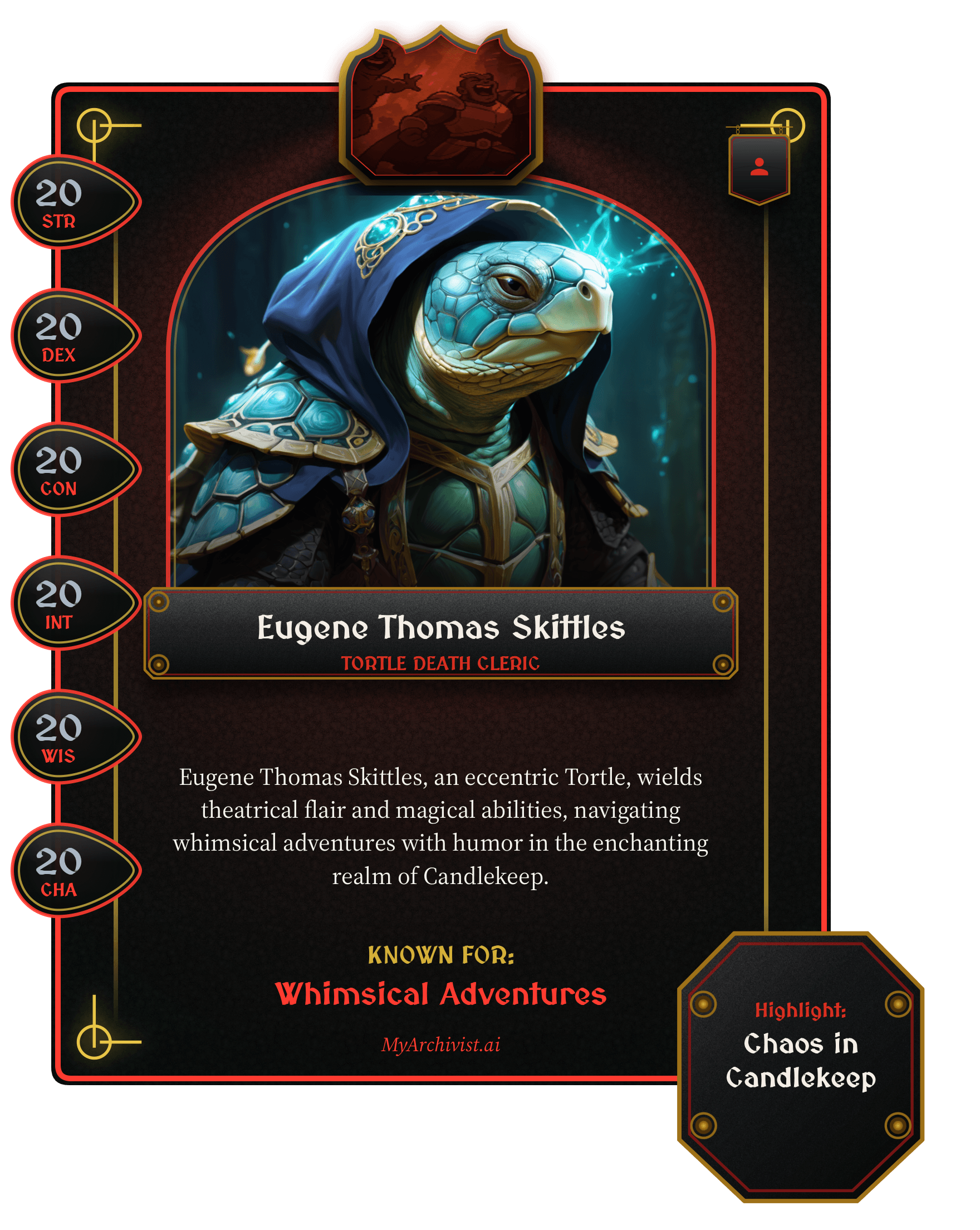 Eugene Thomas Skittles trading card - Character from Quest-o-Nomicon