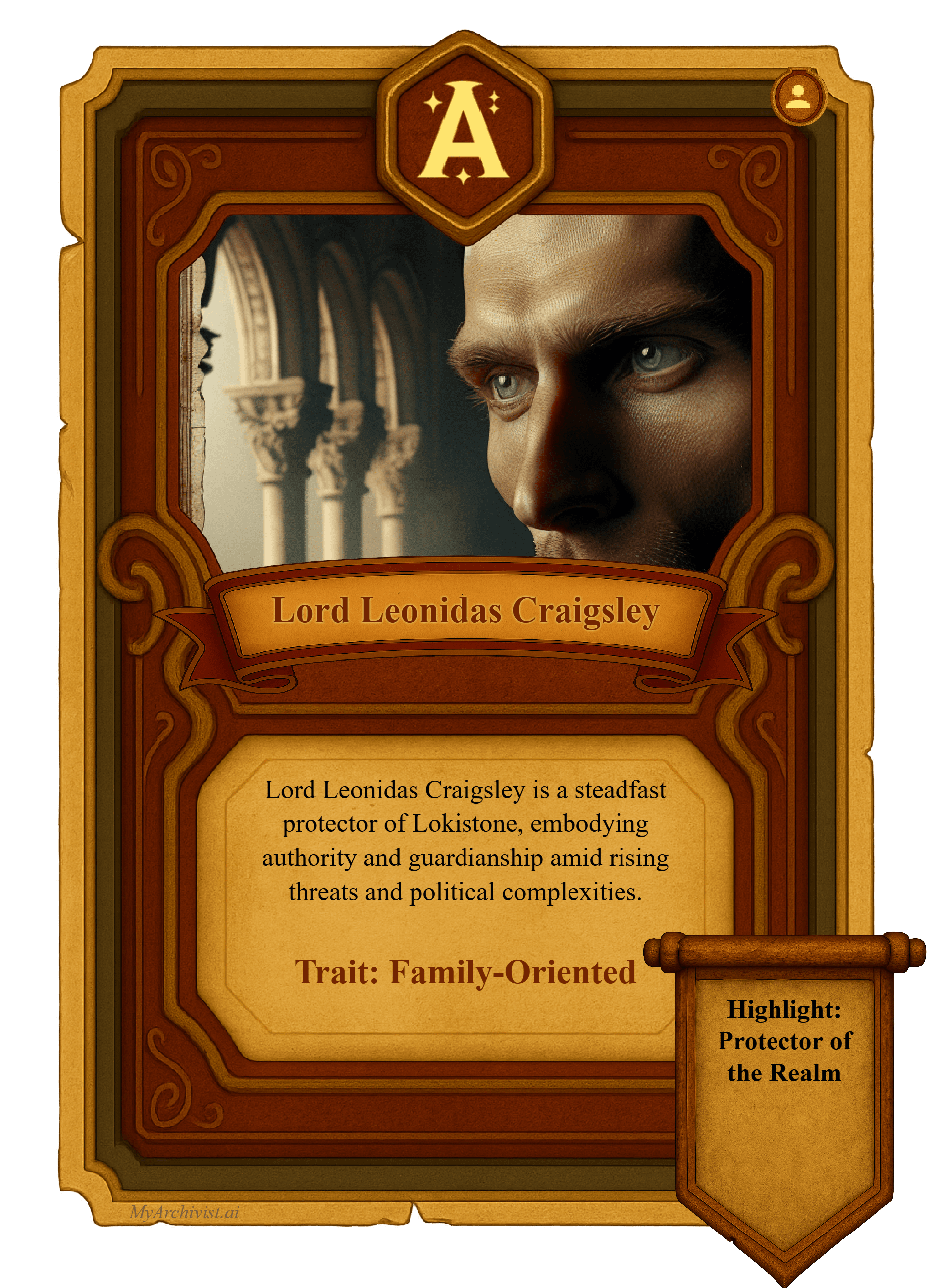 Lord Leonidas Craigsley trading card - Character from Crysinthia