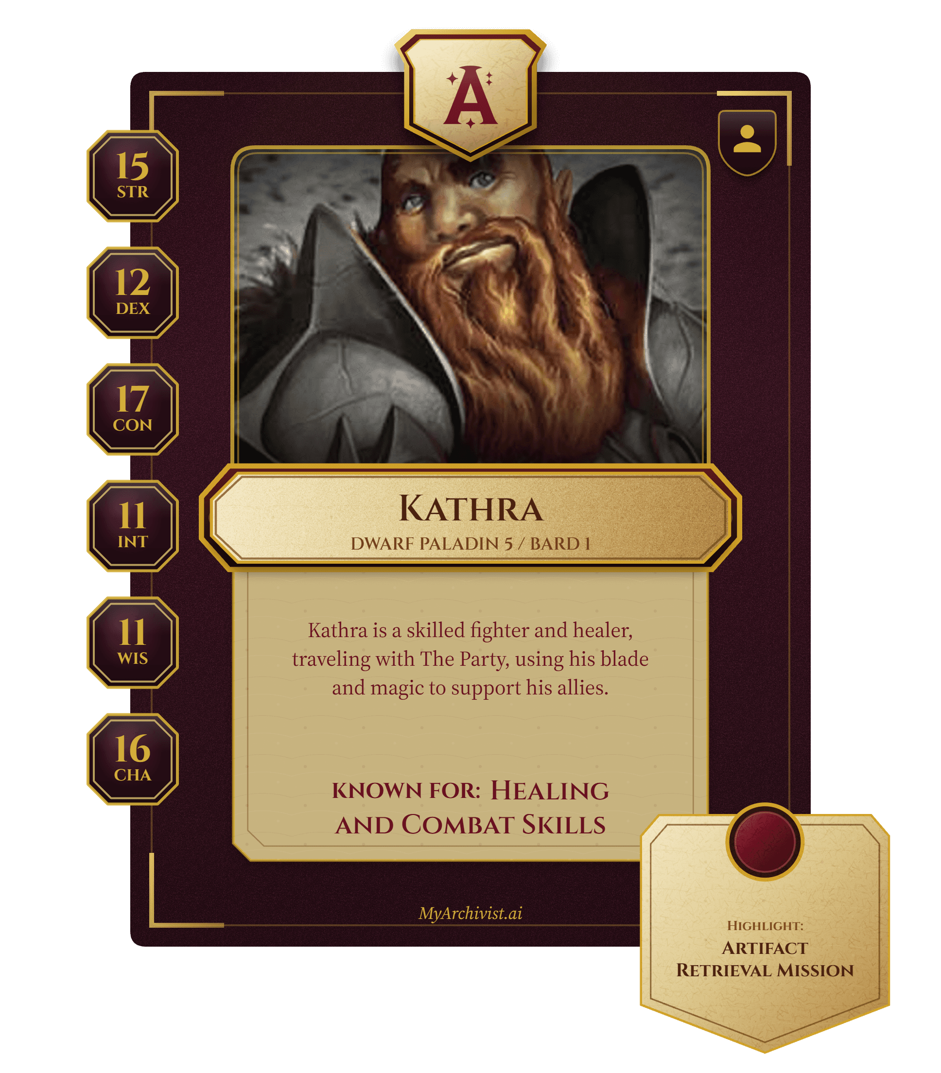 Kathra trading card - Character from The Broken Mind