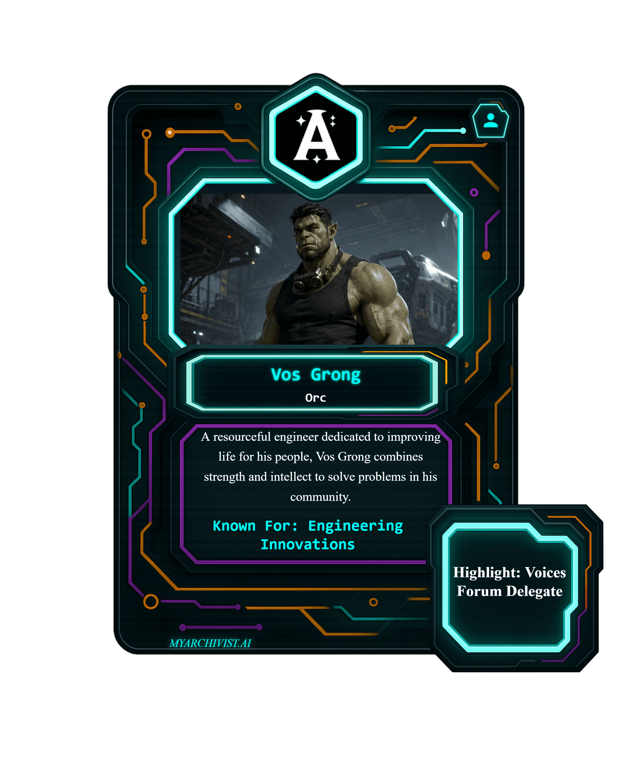 Vos Grong trading card - Character from Starforge Odyssey