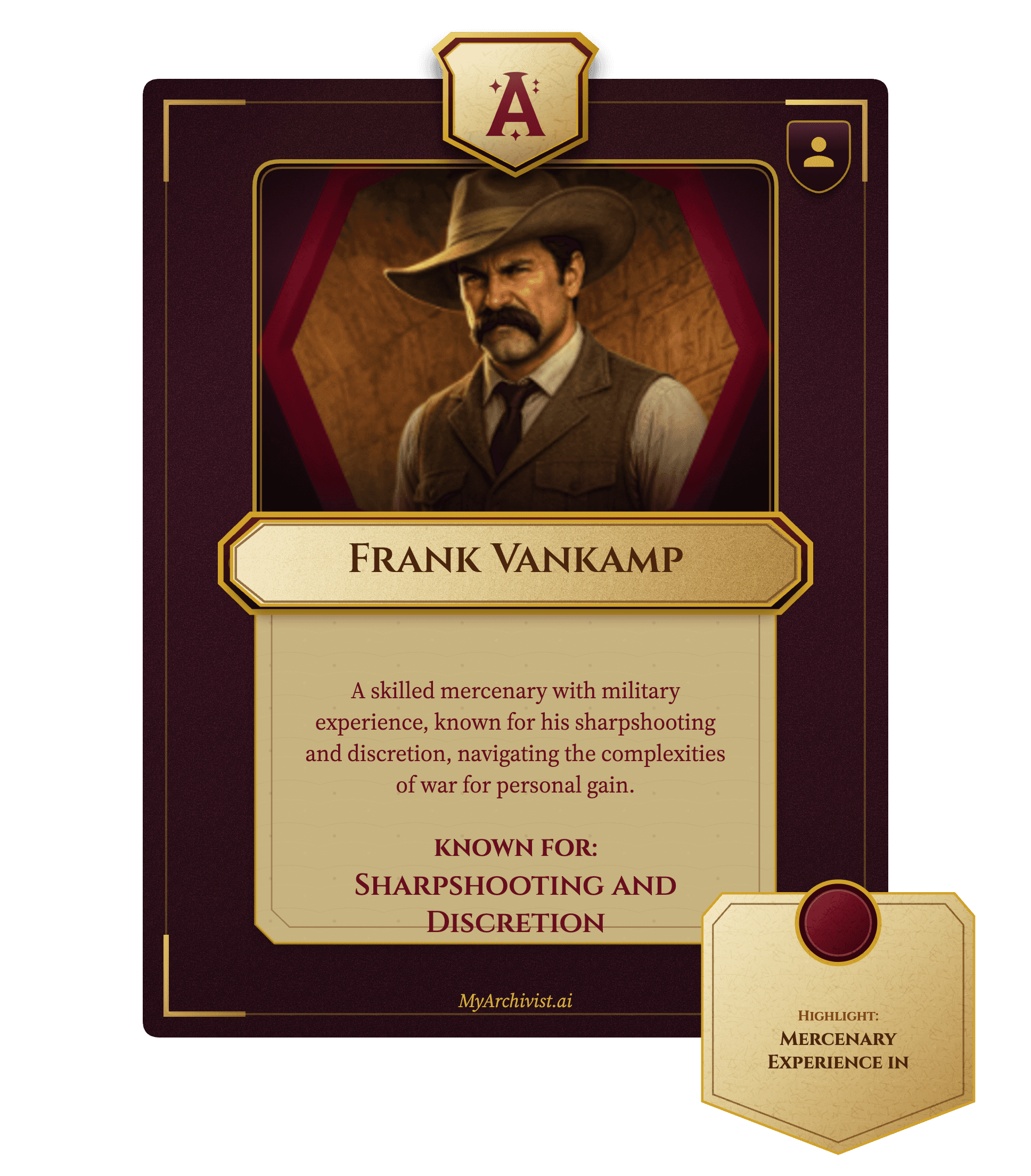 Frank Vankamp trading card - Character from Death in Luxor