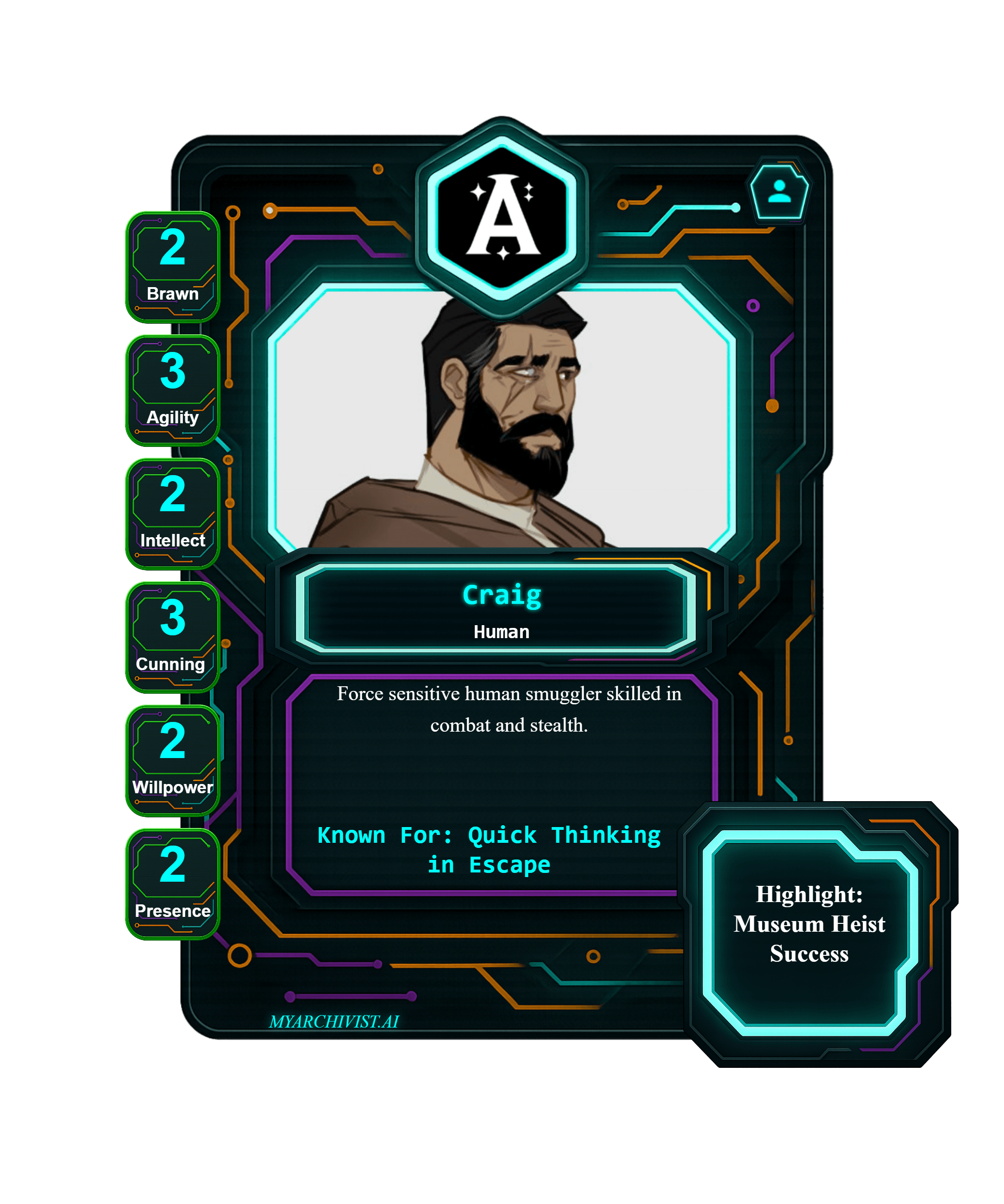 Craig trading card - Character from stars