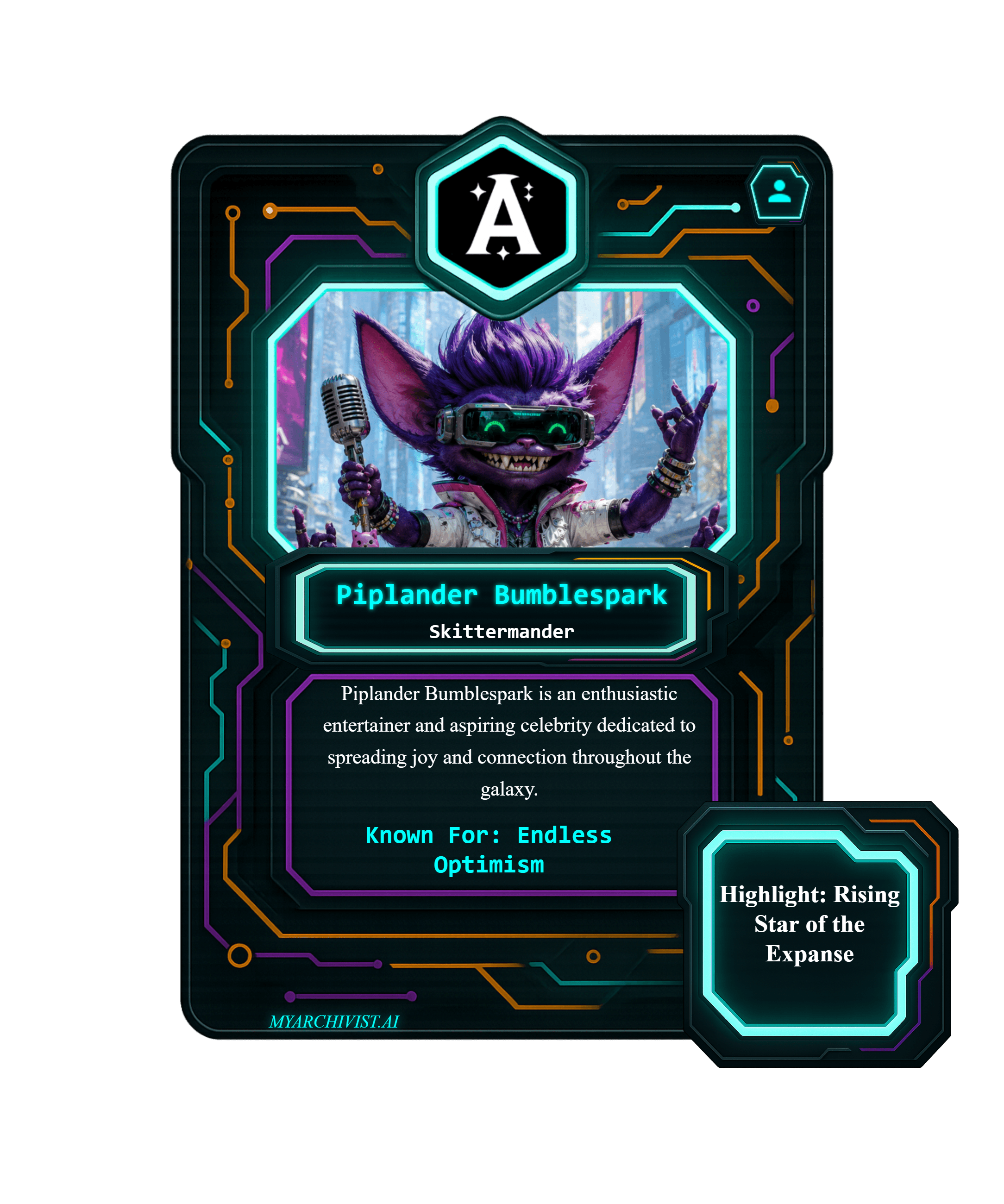 Piplander Bumblespark trading card - Character from Starforge Odyssey