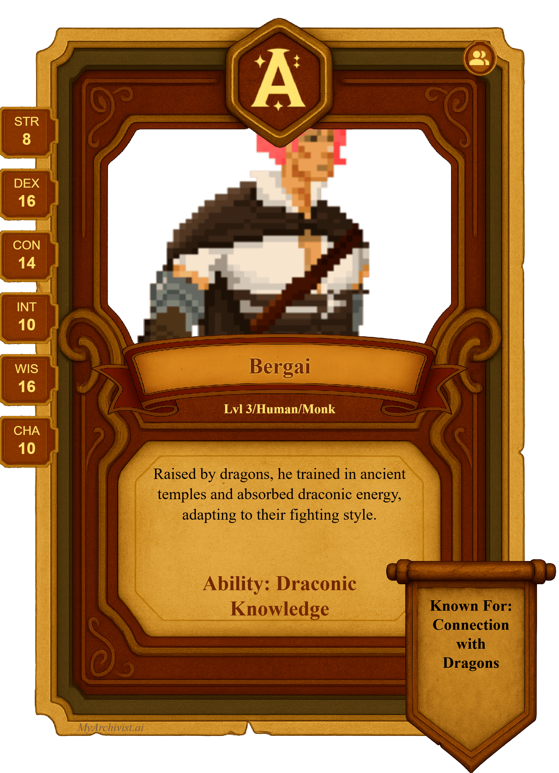 Bergai trading card - Character from The Tale Of Dragons & Devils