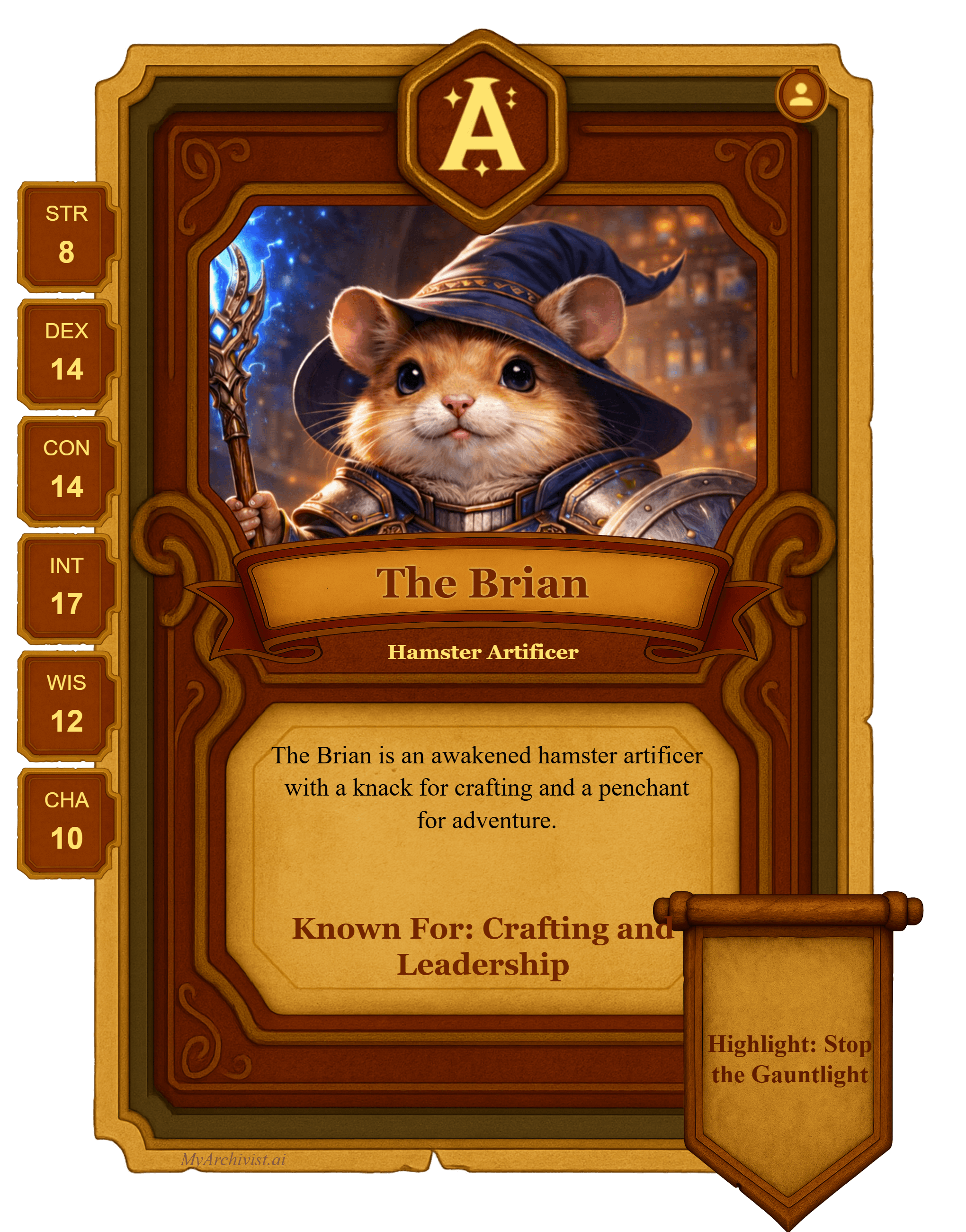 The Brian trading card - Character from Abomination Vaults - Roll for Tangents (Sunday)