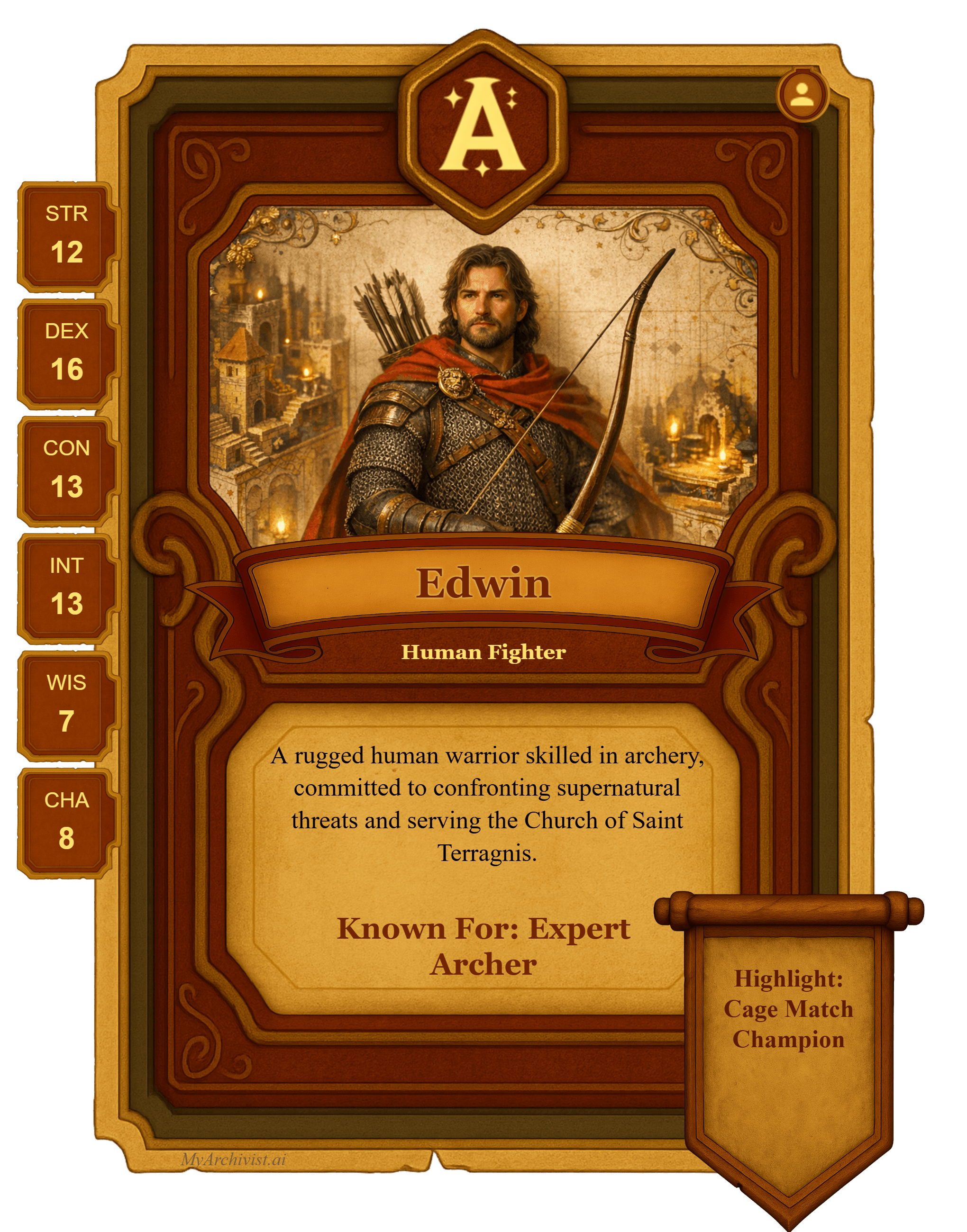 Edwin trading card - Character from The Ironhaven Chronicles (SU)