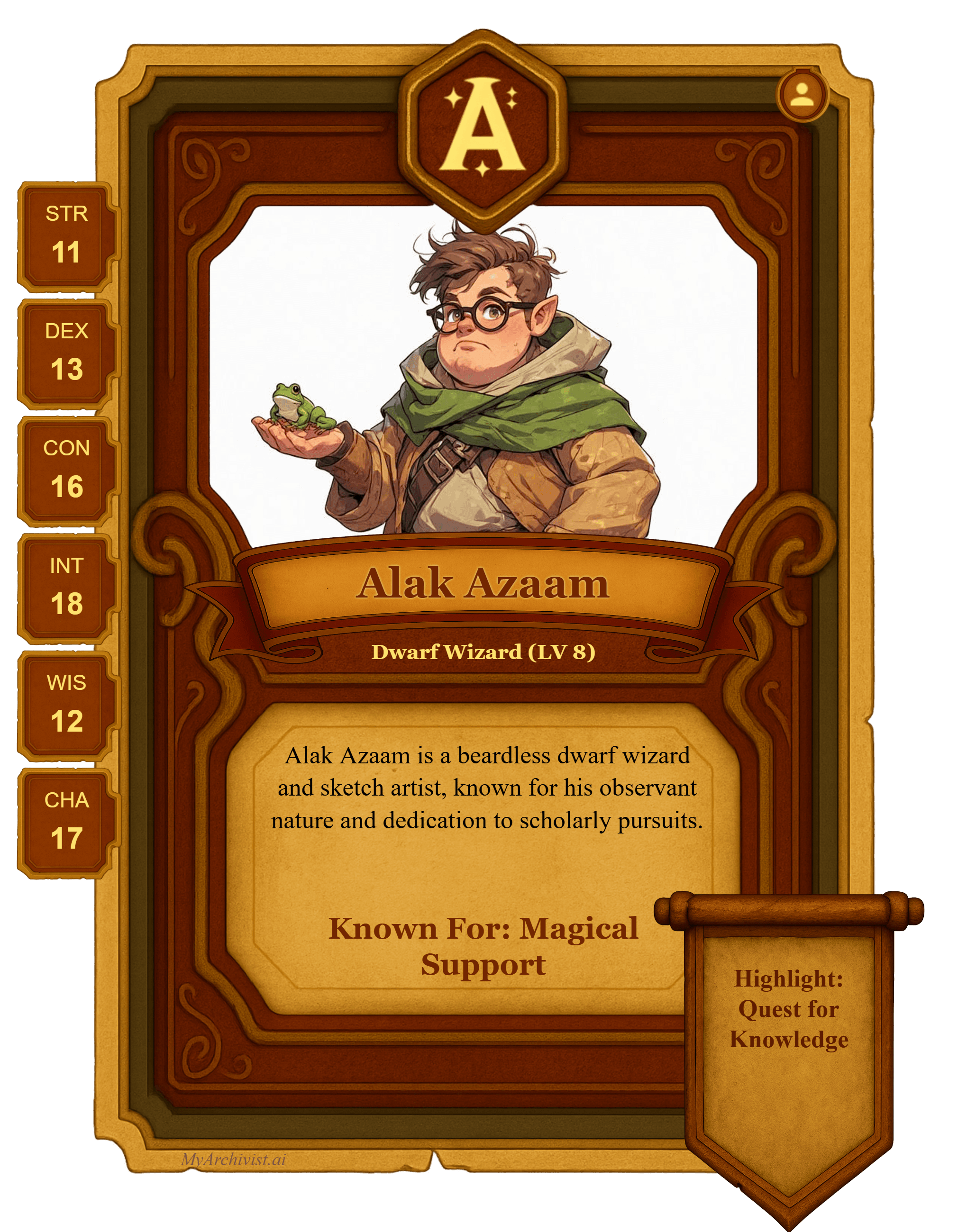Alak Azaam trading card - Character from The Ironhaven Chronicles (SU)