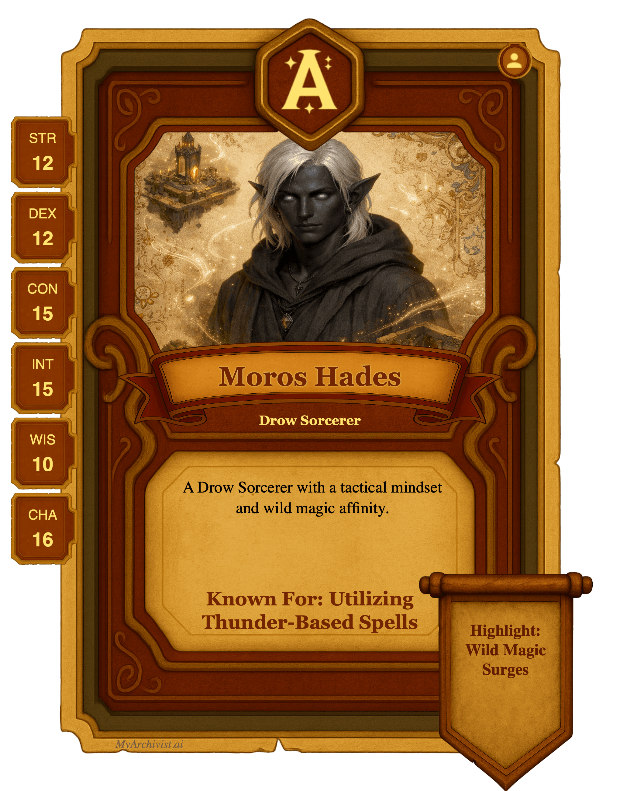 Moros Hades trading card - Character from Bent Shadows of Faerun