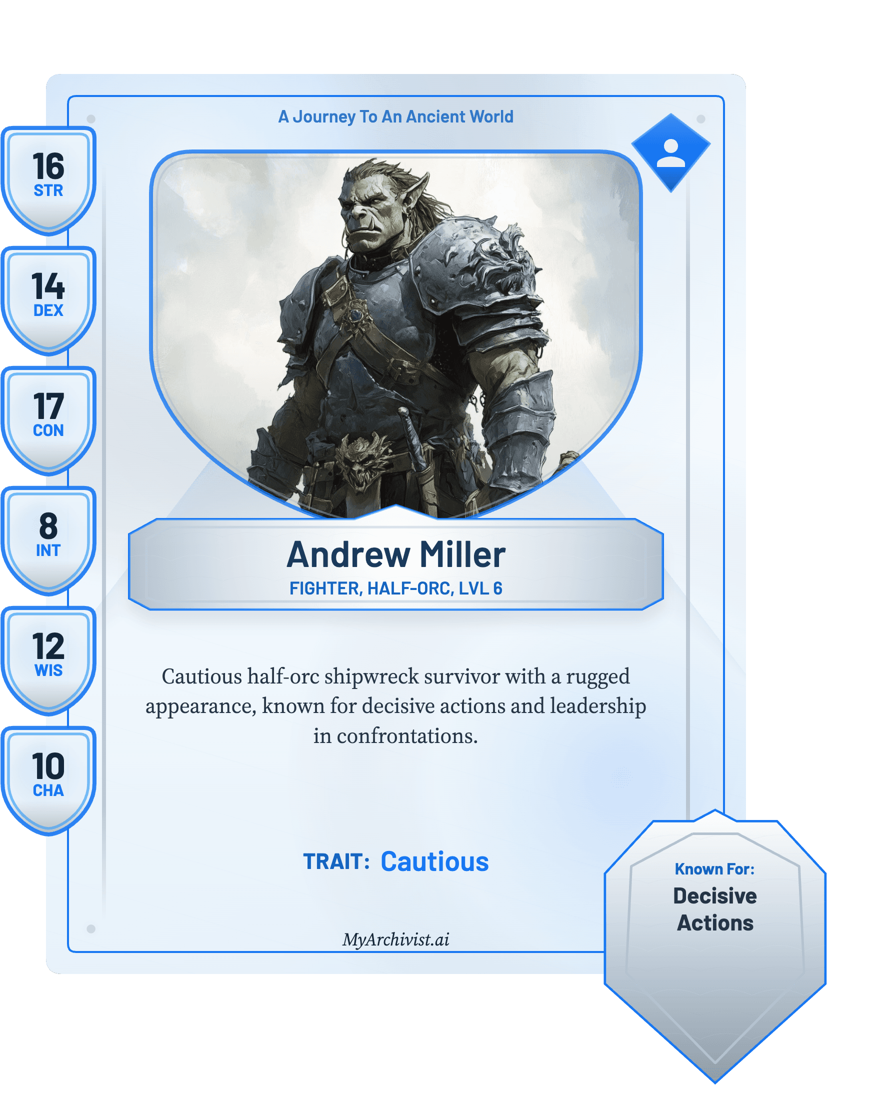 Andrew Miller trading card - Character from A Journey To An Ancient World